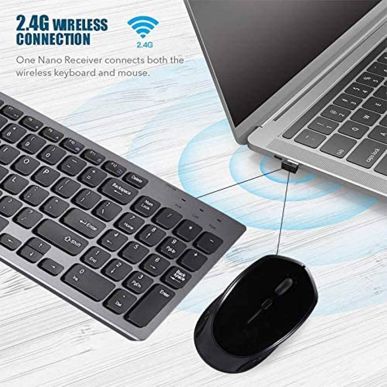 Combo de teclado y mouse ROTCAR inalambricos -Negro