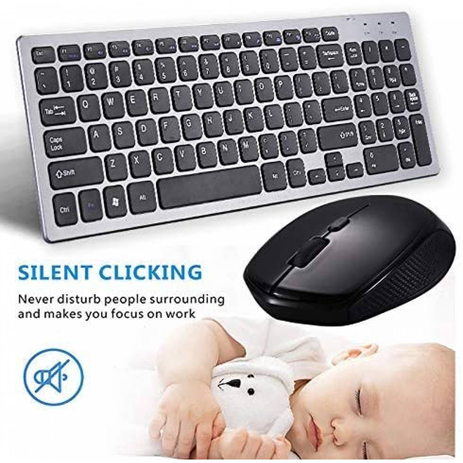 Combo de teclado y mouse ROTCAR inalambricos -Negro
