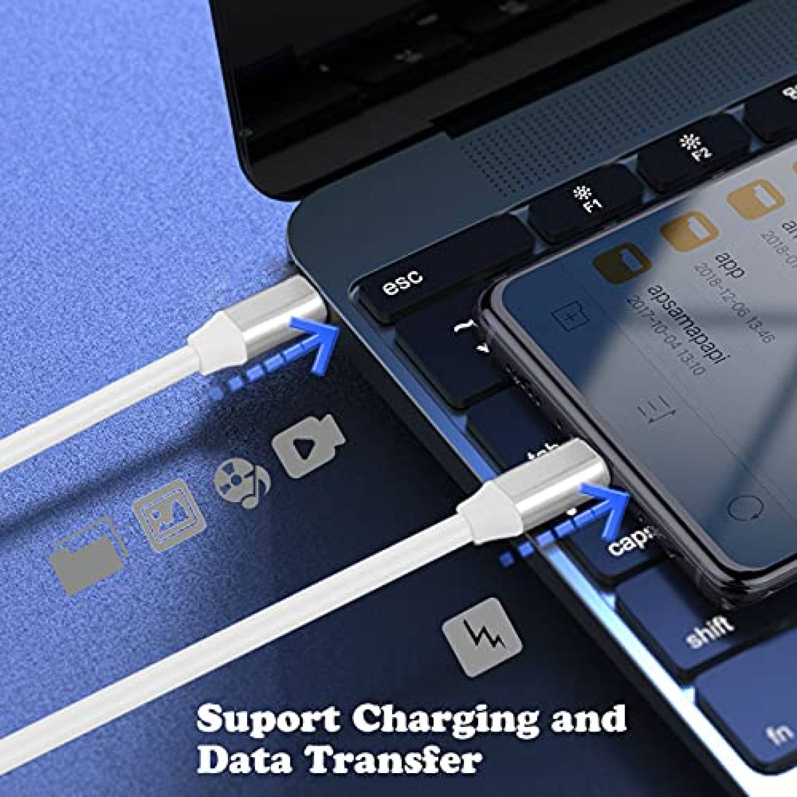 Cables Cargador Antiak 2pzas USB-C 100W 480Mbps -Blanco