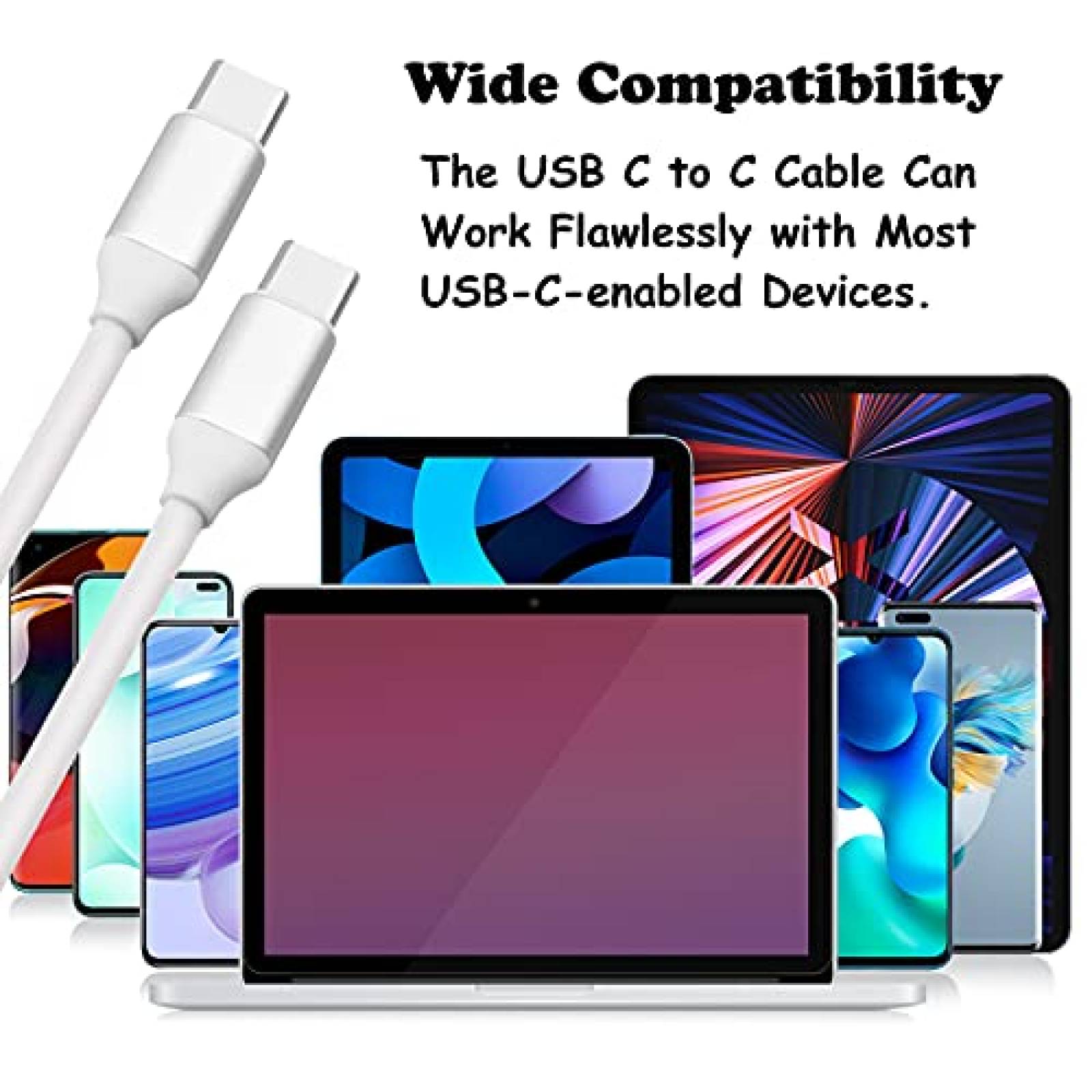 Cables Cargador Antiak 2pzas USB-C 100W 480Mbps -Blanco