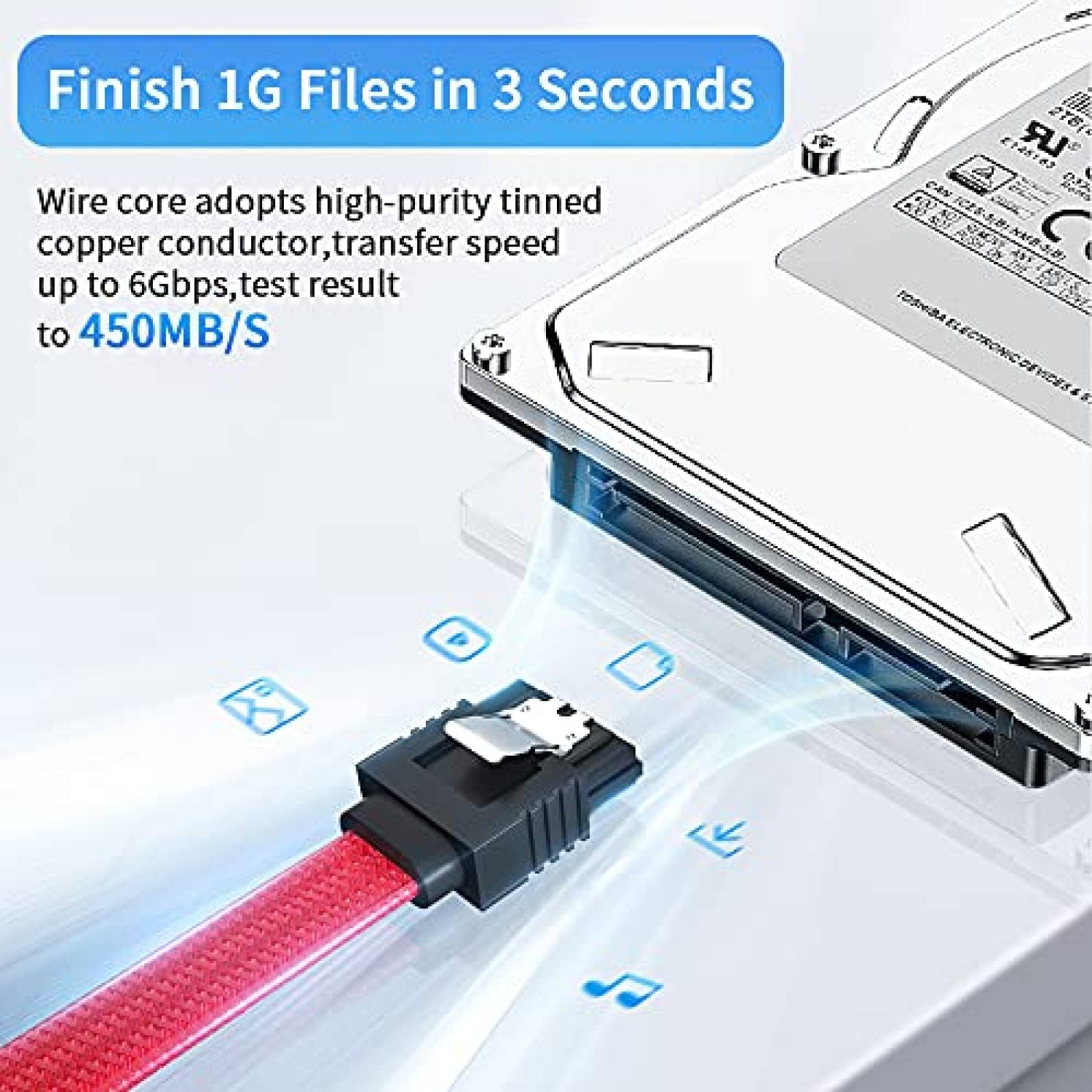 Cable de datos Elecpow SATA 3.0 SATA III Straight HDD SDD