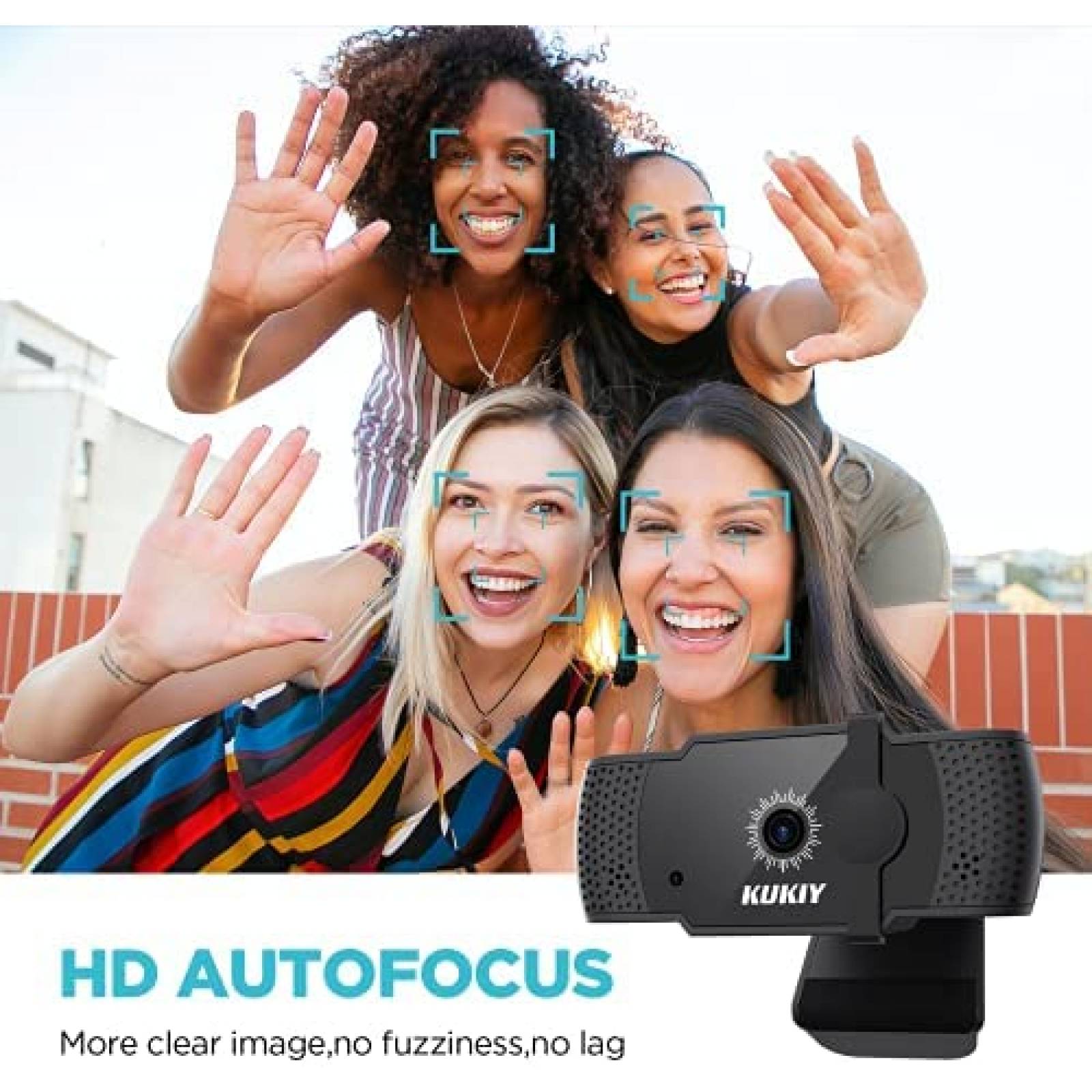 Camara web KUKIY USB con microfono HD 1080P -Negro