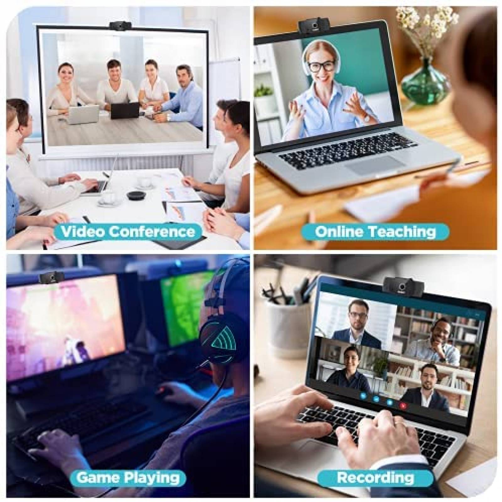 Camara web KUKIY USB con microfono HD 1080P -Negro