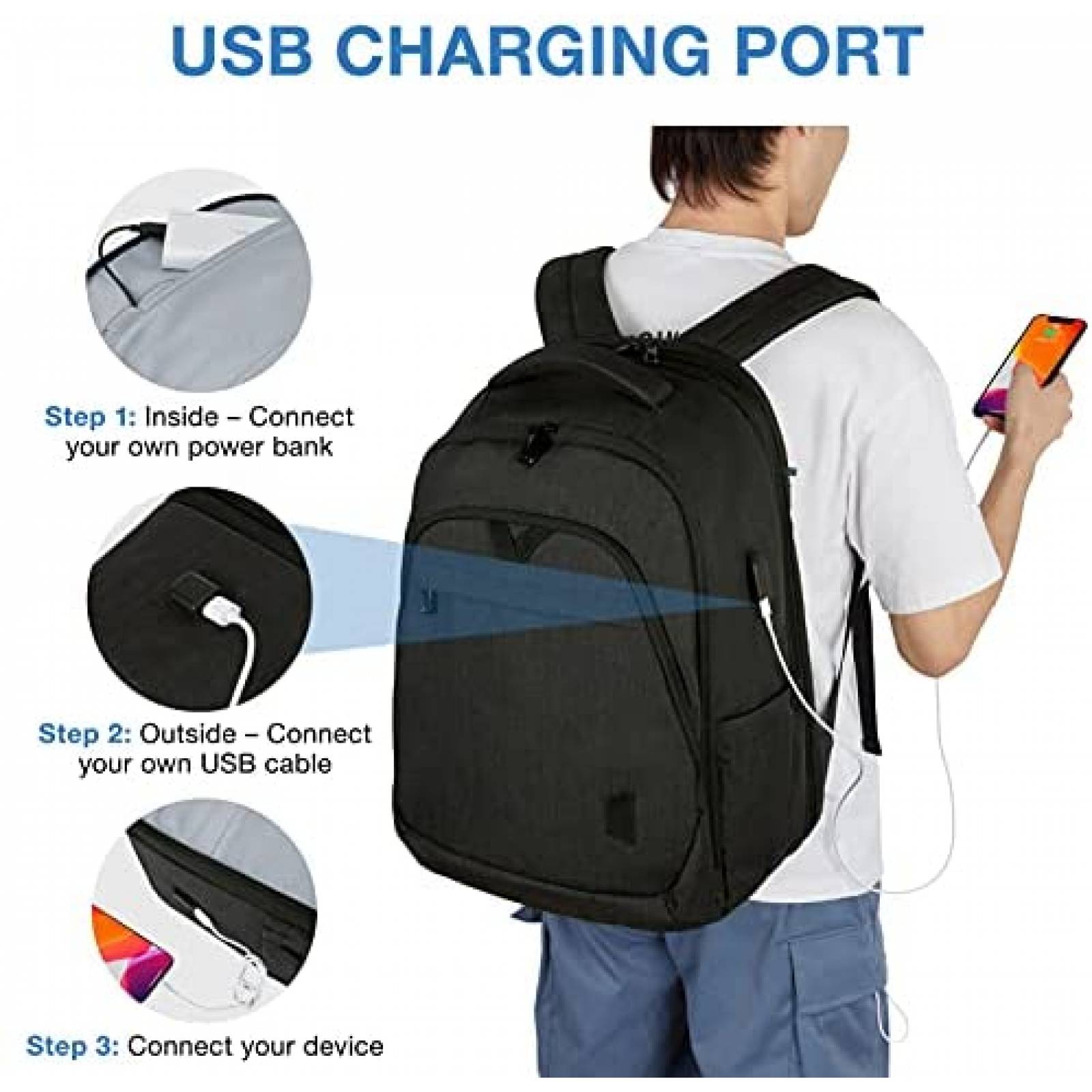 Mochila BAGSMART para portatil de 17.3" resistente al agua