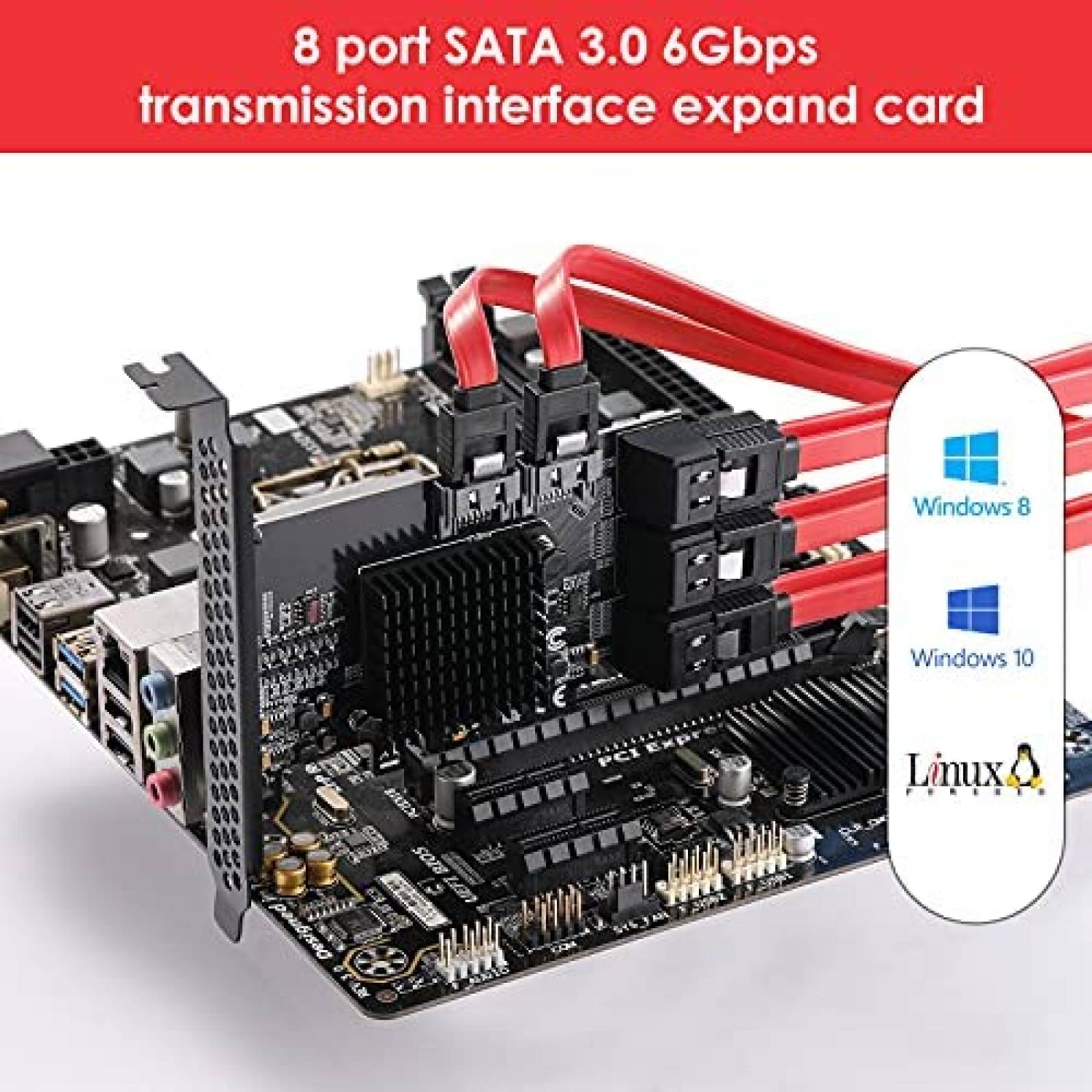 Tarjeta Controladora RAID MZHOU PCIe SATA 3 de 8 Puertos
