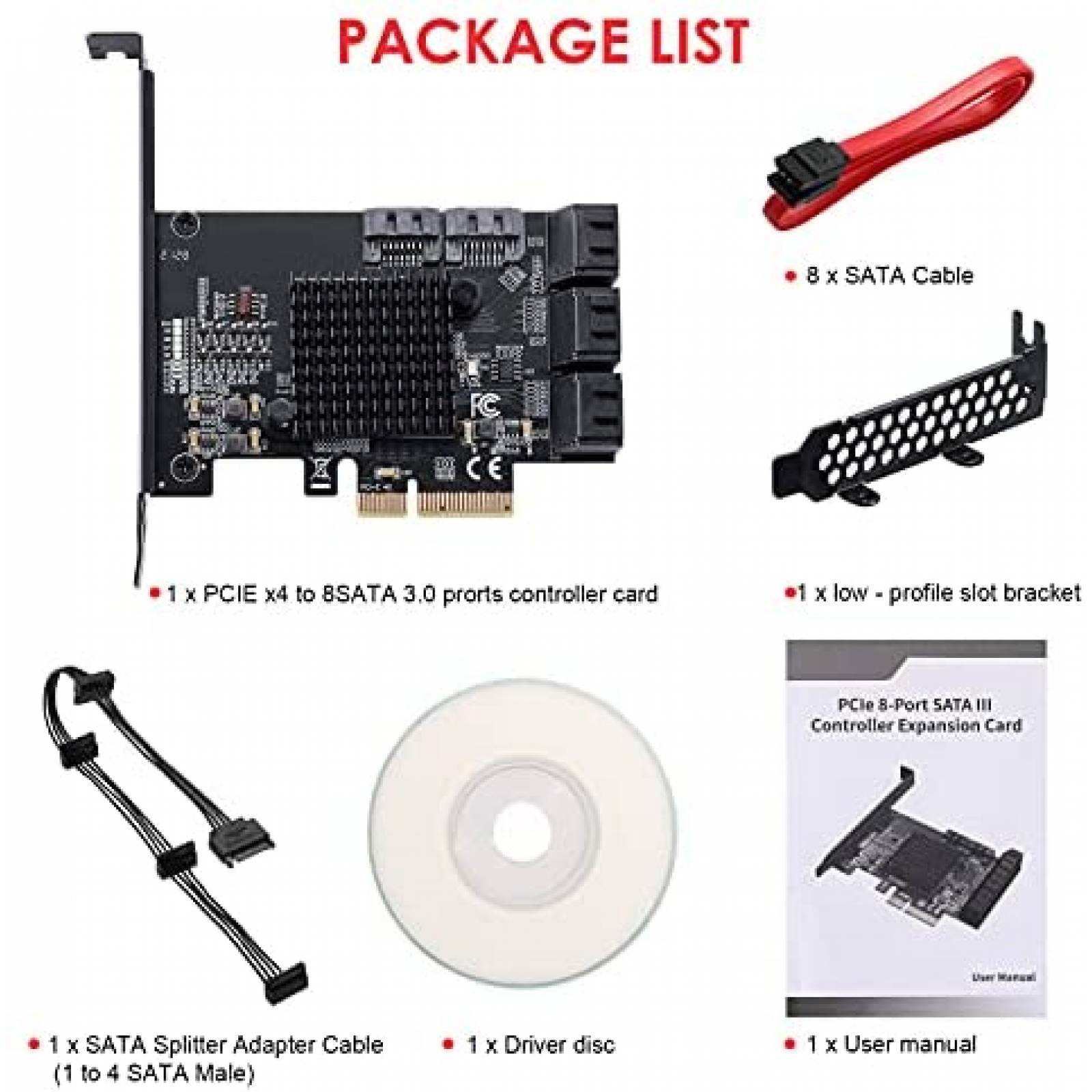 Tarjeta Controladora RAID MZHOU PCIe SATA 3 de 8 Puertos
