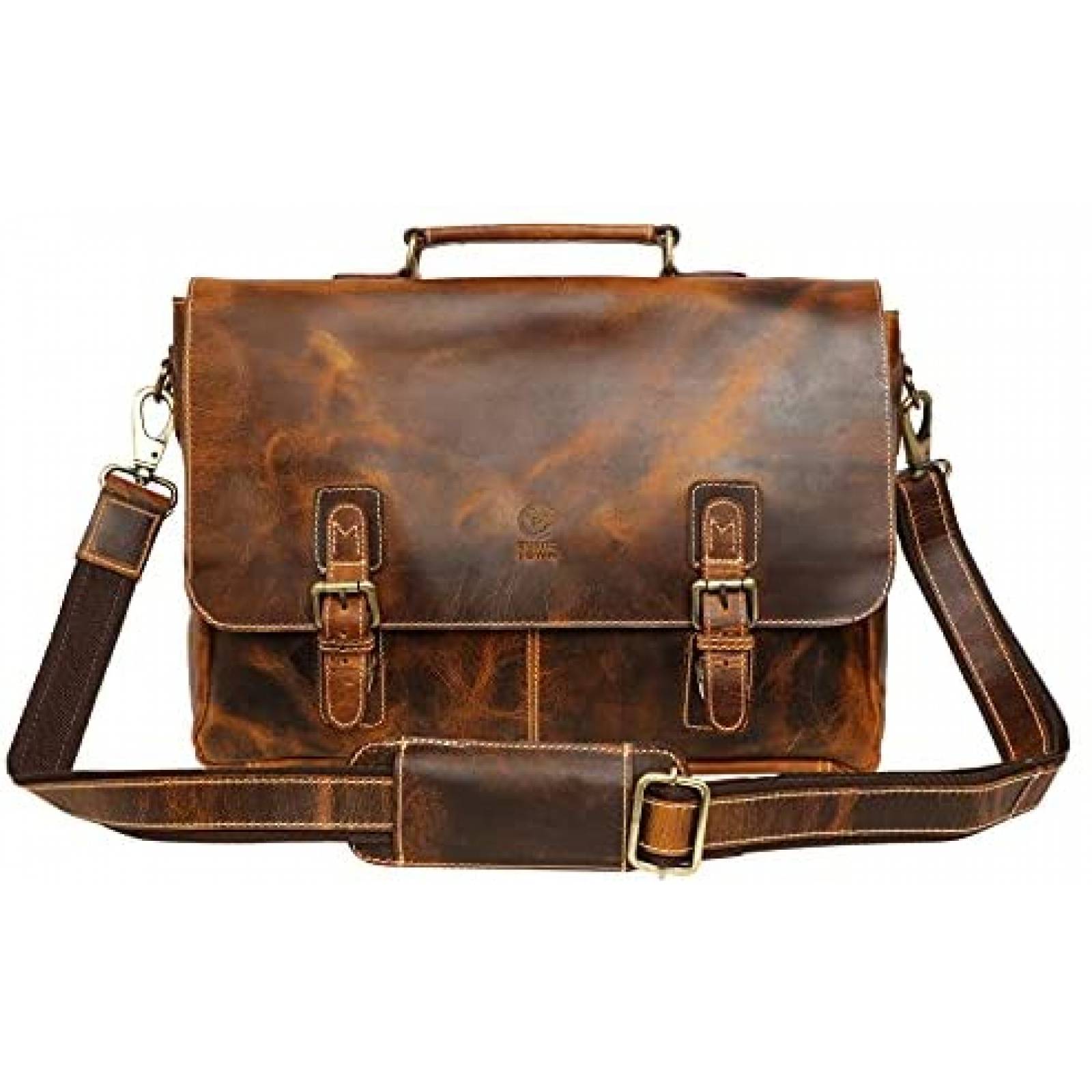 Maletin Rustic Town para Laptop de 15.6'' de Piel -Cafe