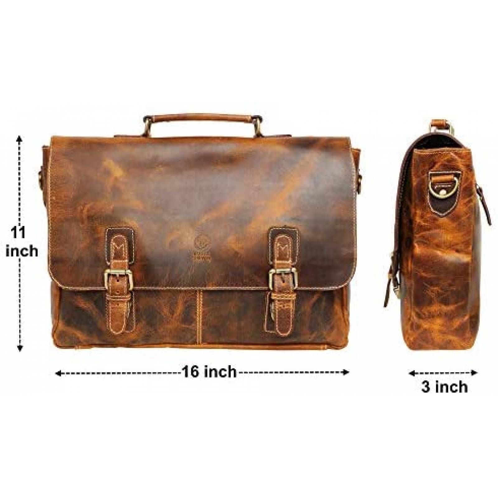 Maletin Rustic Town para Laptop de 15.6'' de Piel -Cafe