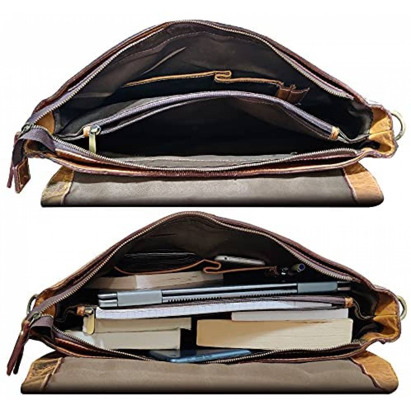 Maletin Rustic Town para Laptop de 15.6'' de Piel -Cafe