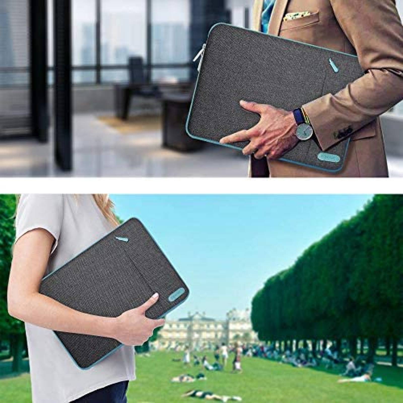 Funda Hseok para portatil de 15,6 pulgadas resistente -Gris