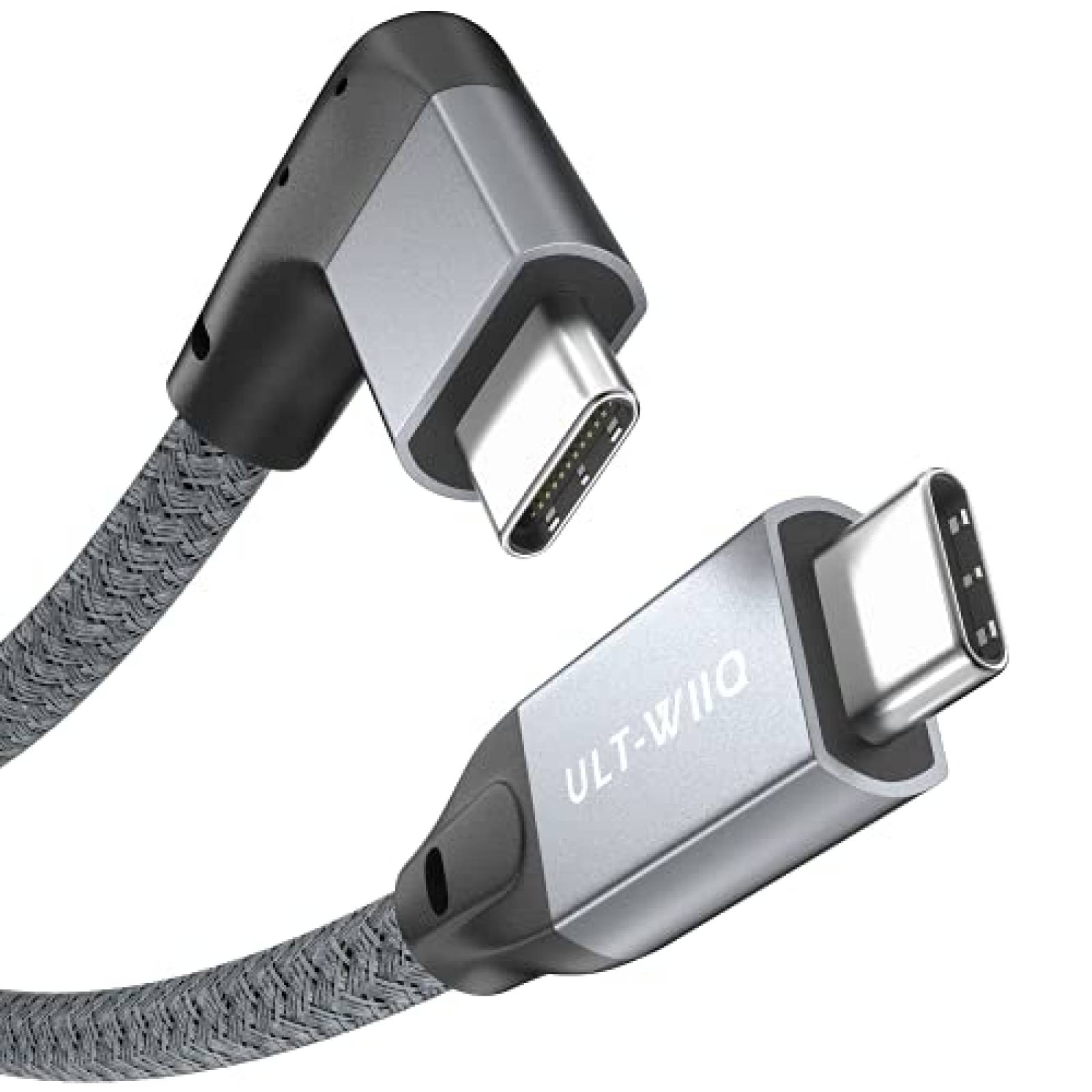 Cable USB C ULT-WIIQ de 100 W 20 Gbps 90 grados -Gris