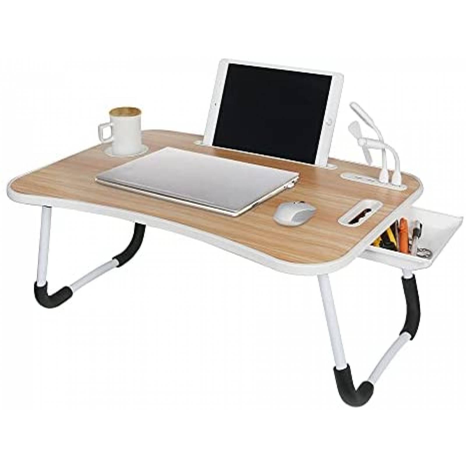 Mesa de Cama TZT 23.5'' para Trabajo con Puerto USB -Madera