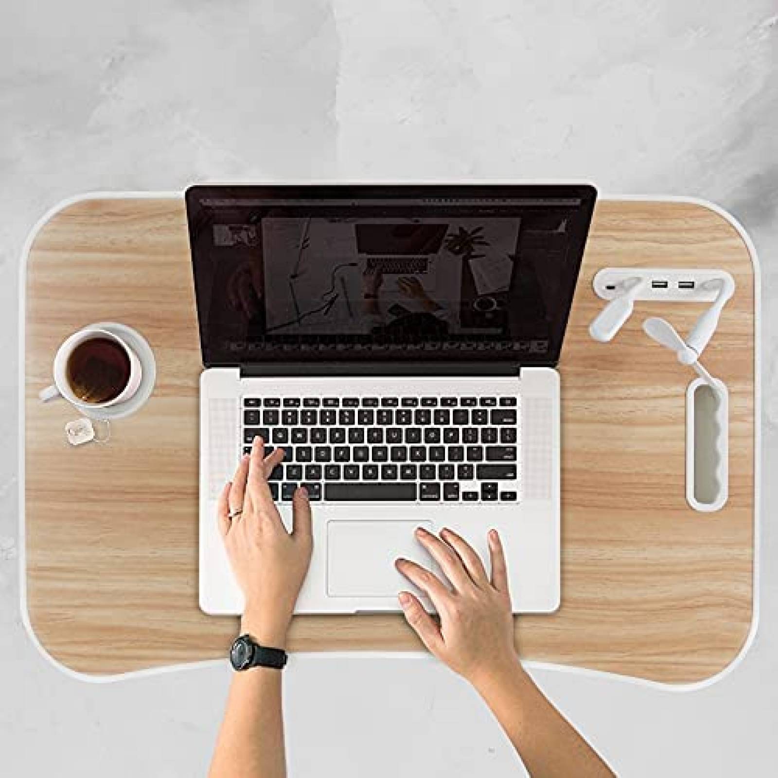 Mesa de Cama TZT 23.5'' para Trabajo con Puerto USB -Madera