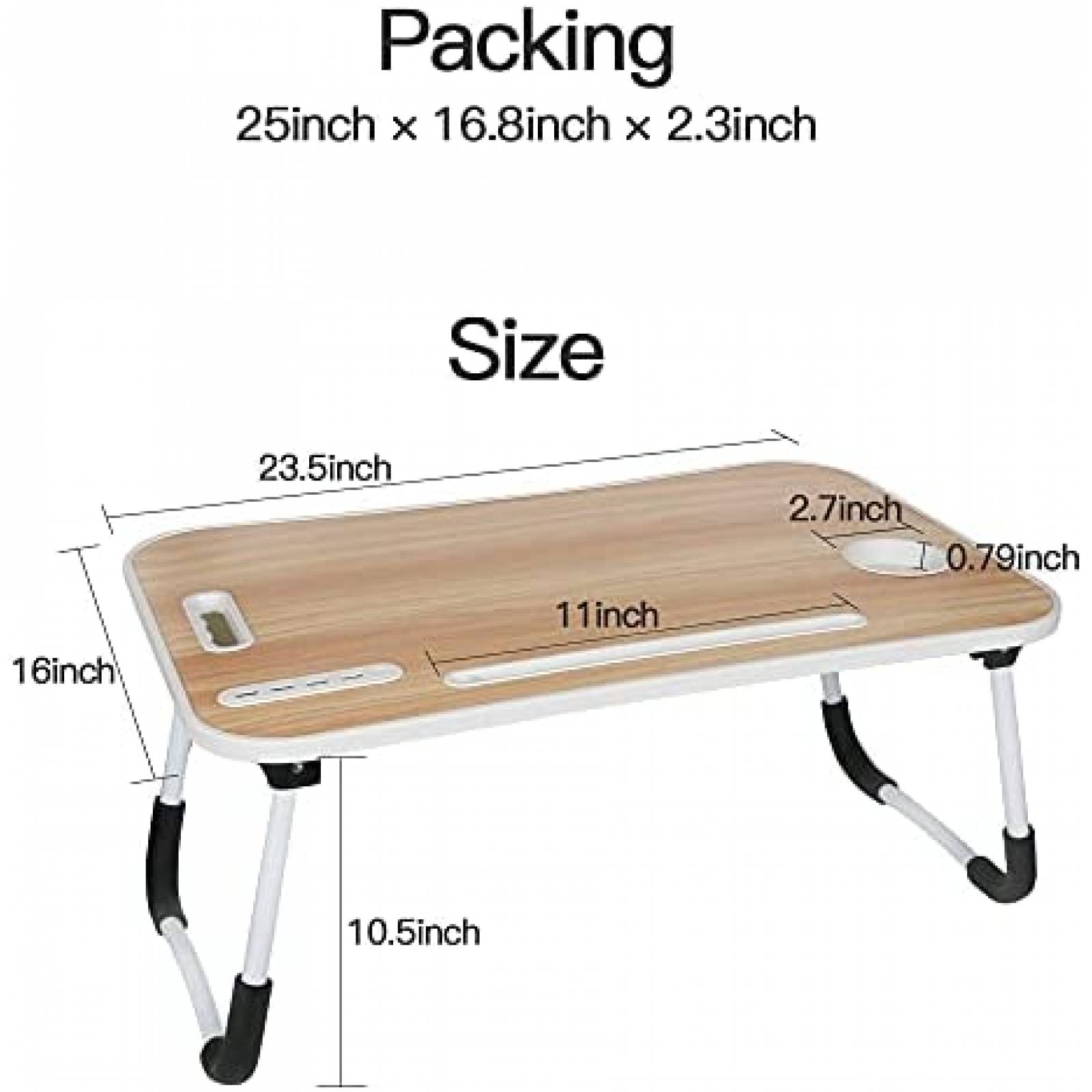 Mesa de Cama TZT 23.5'' para Trabajo con Puerto USB -Madera