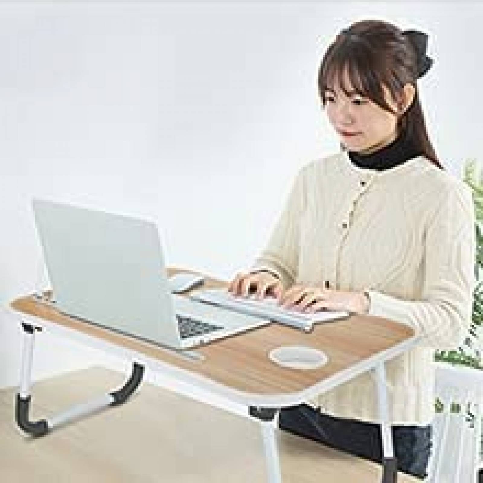 Mesa de Cama TZT 23.5'' para Trabajo con Puerto USB -Madera