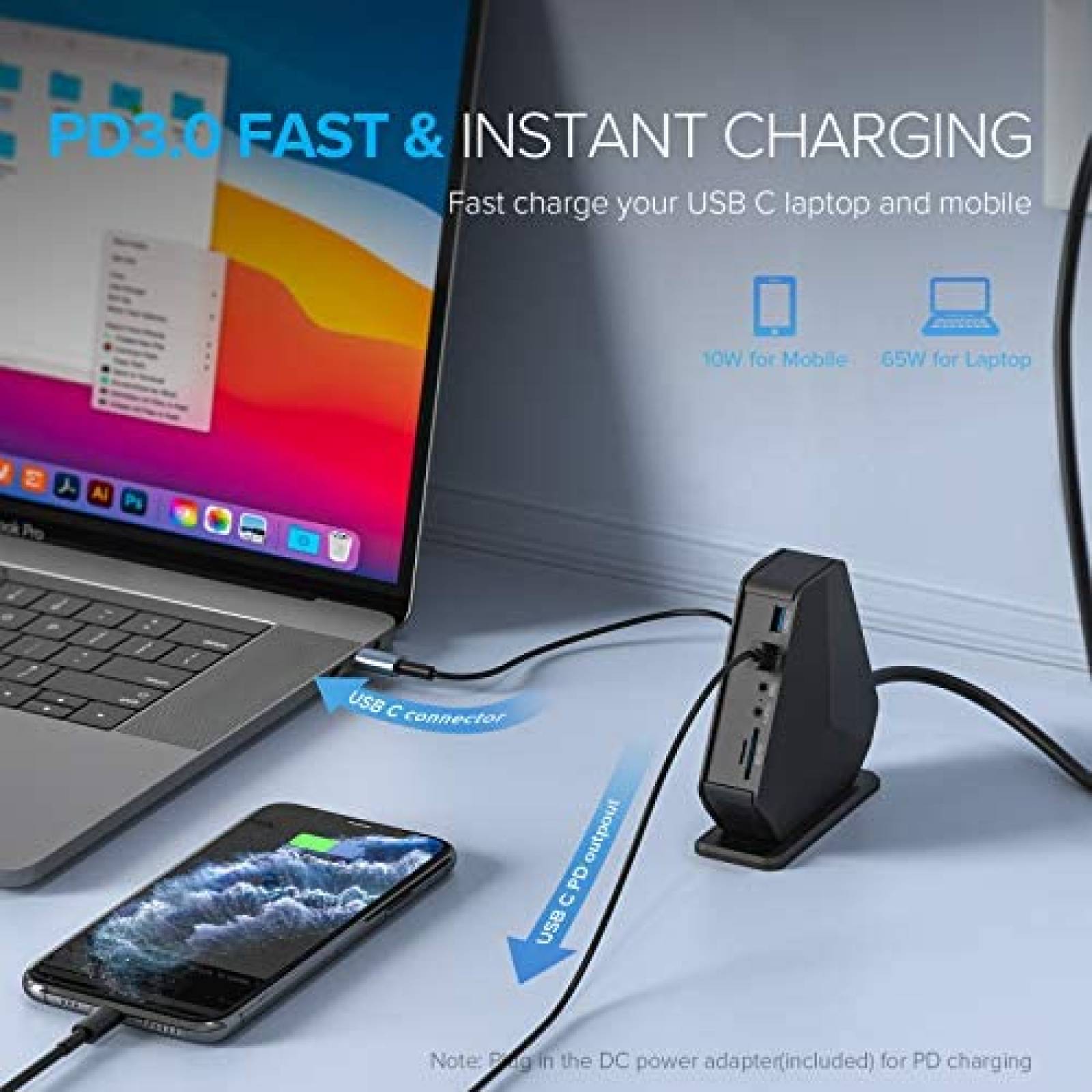 Hub USB-C 14 en 1 4URPC DS-C02 Triple 4K 512Mbps 60W -Gris