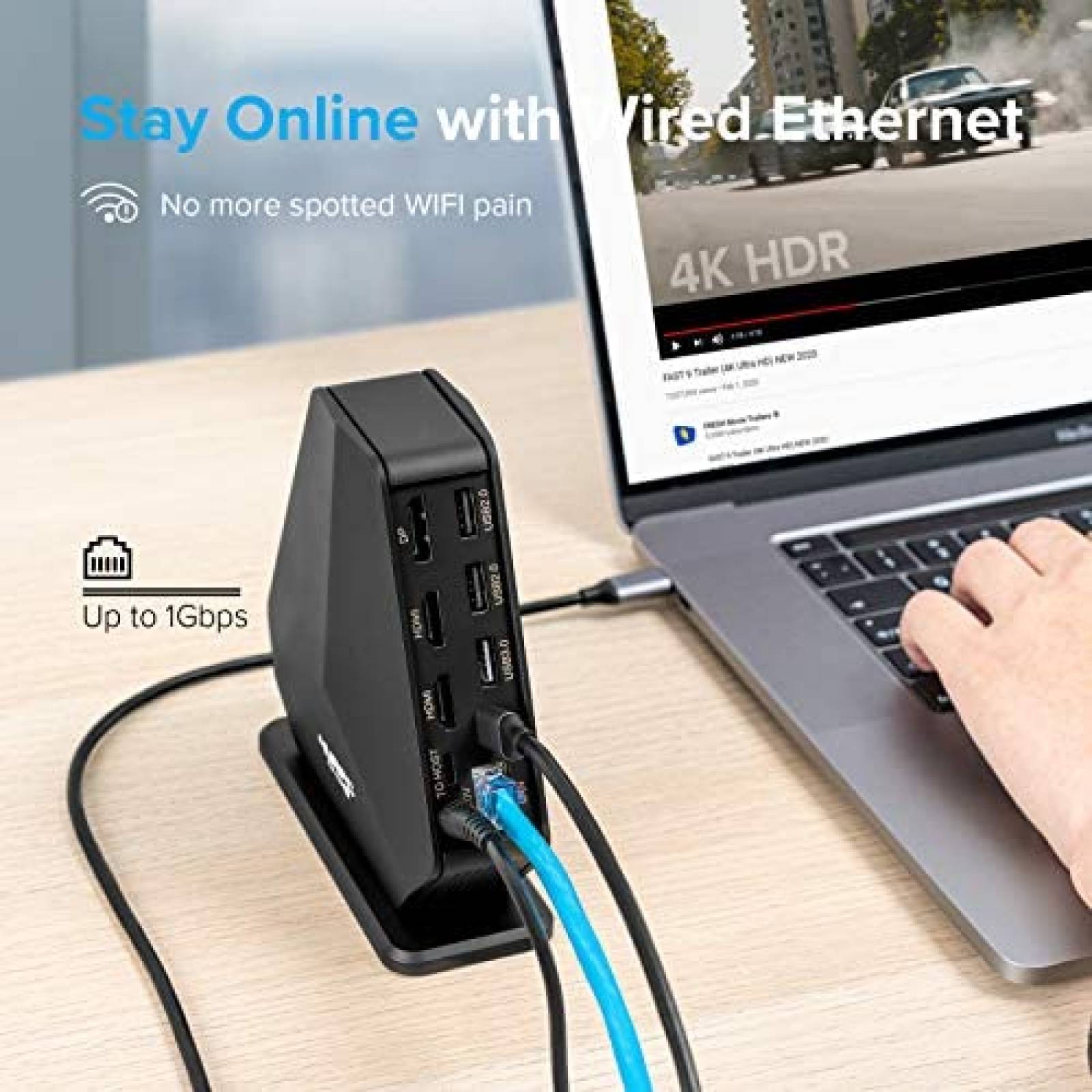 Hub USB-C 14 en 1 4URPC DS-C02 Triple 4K 512Mbps 60W -Gris