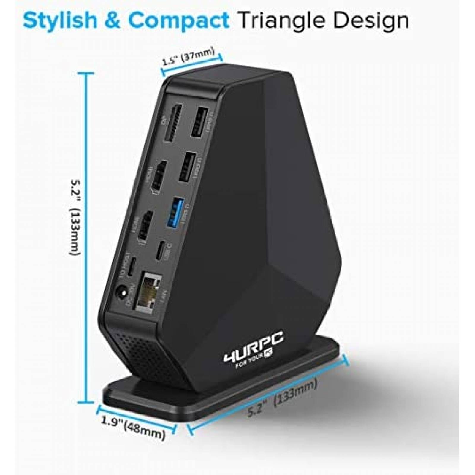 Hub USB-C 14 en 1 4URPC DS-C02 Triple 4K 512Mbps 60W -Gris