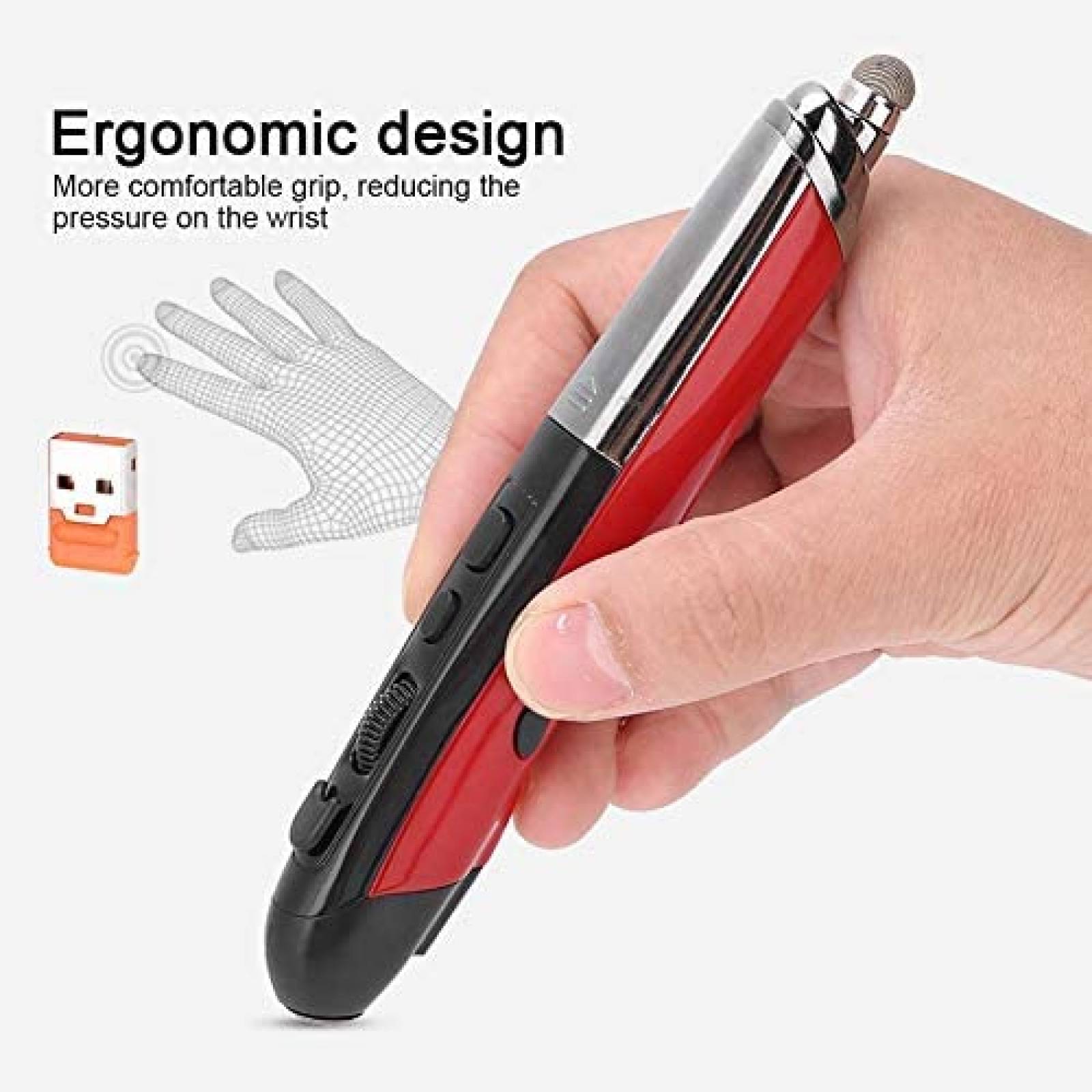 Lapiz Optico ASHATA Inalambrico USB de 2,4 GHz -Rojo