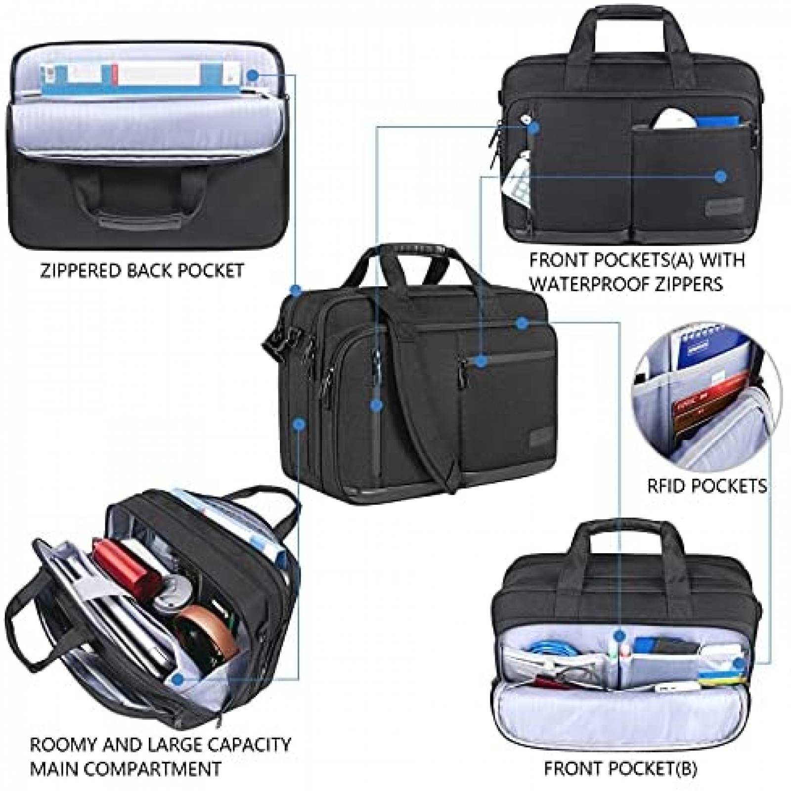 Mochila laptop VANKEAN 17.3" Unisex Hombro Expandible -Negro