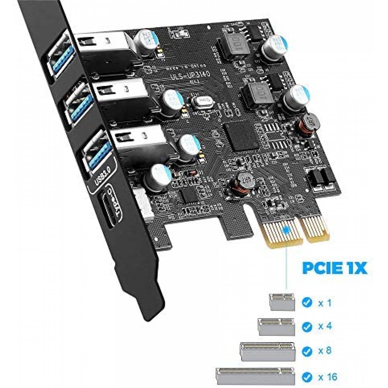 Tarjeta PCI-E YEELIYA de Expansion a USB C de 4 Puertos