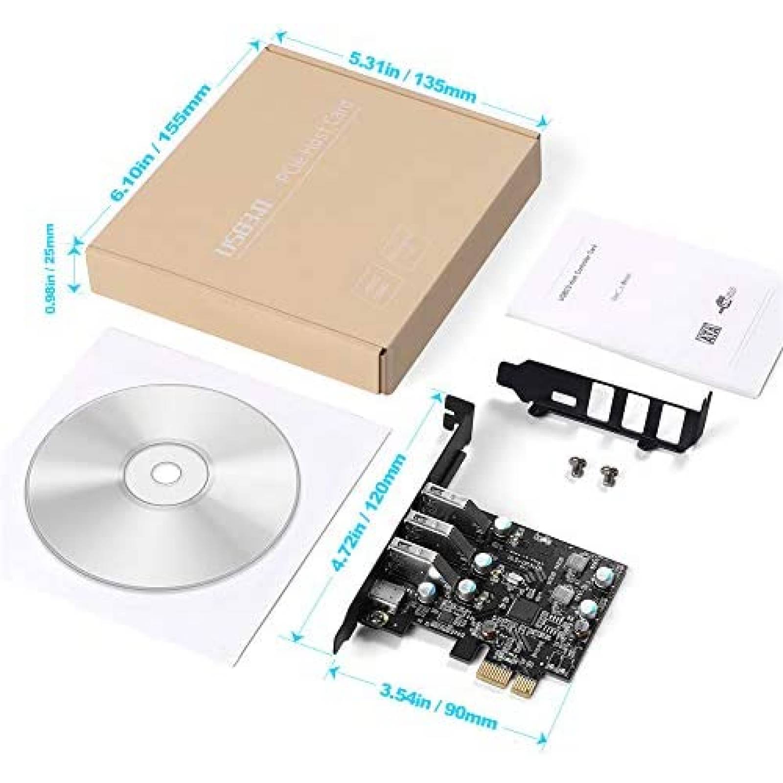 Tarjeta PCI-E YEELIYA de Expansion a USB C de 4 Puertos