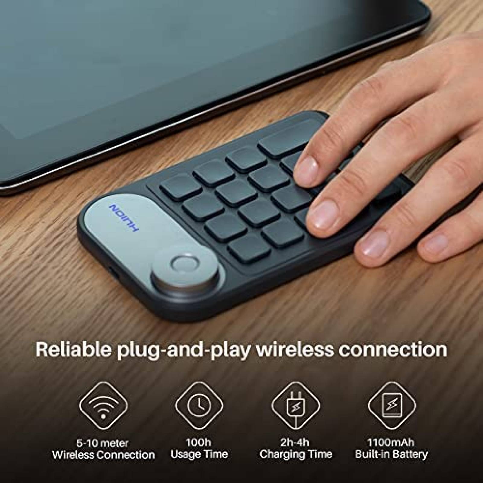 Teclado Huion Mini KeyDial KD100 Inalambrico 18 Teclas