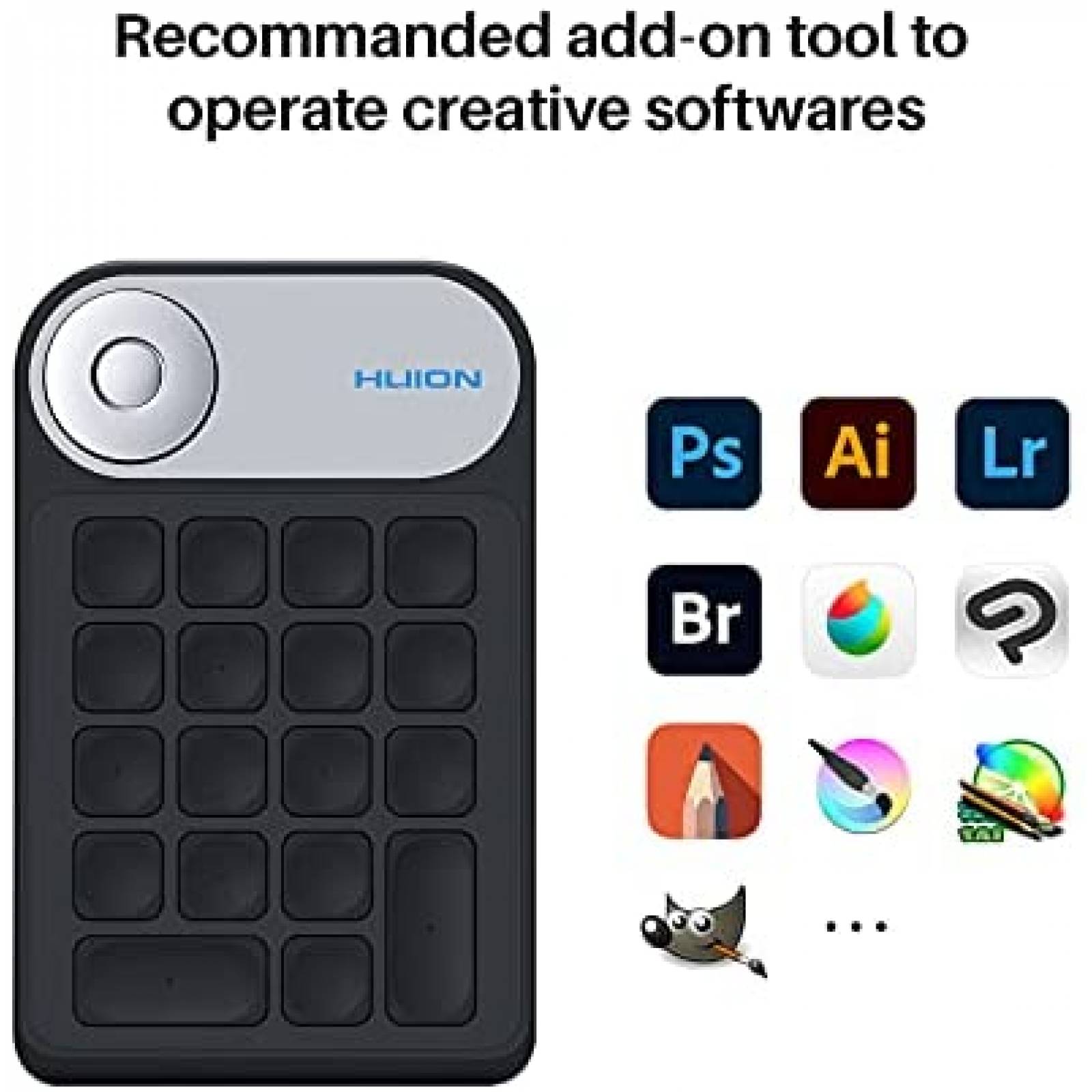 Teclado Huion Mini KeyDial KD100 Inalambrico 18 Teclas