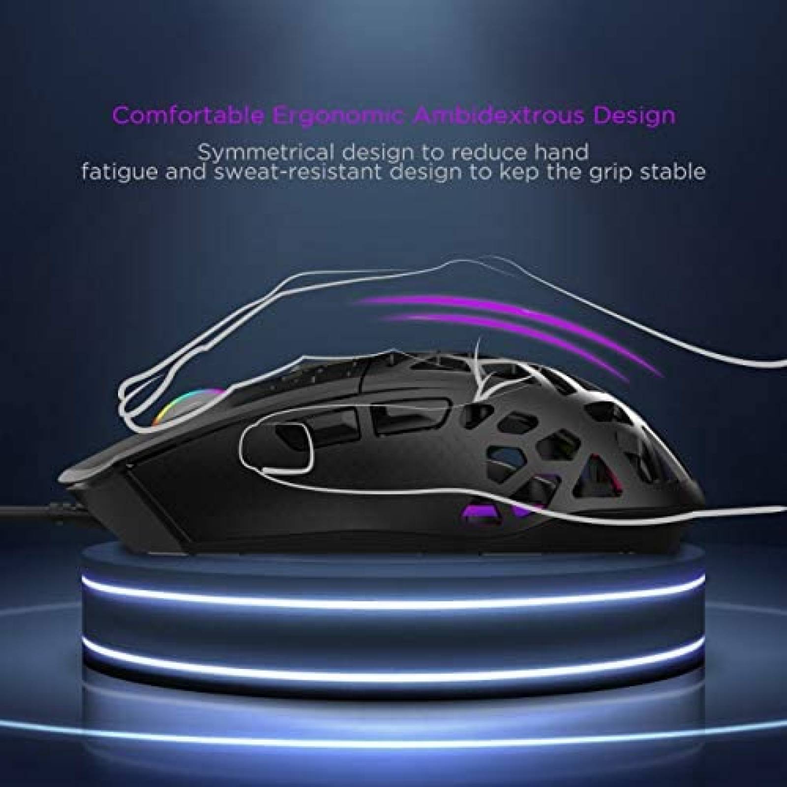Mouse 2Extreme Ultr Ligero Iluminacion RGB 12000 pp -Negro
