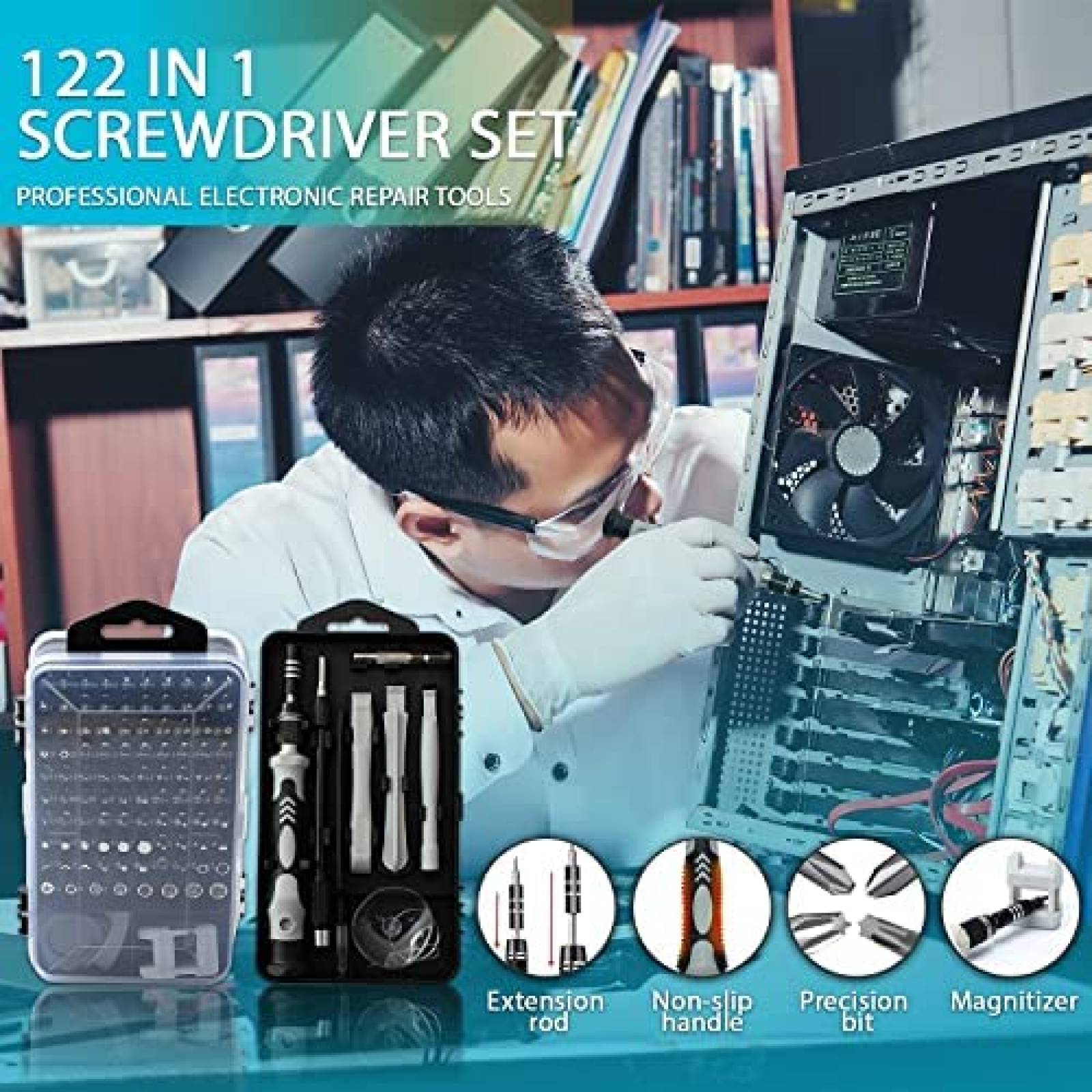 Kit de Herramientas ToolBay 22 en 1 para Electronicos -Negro