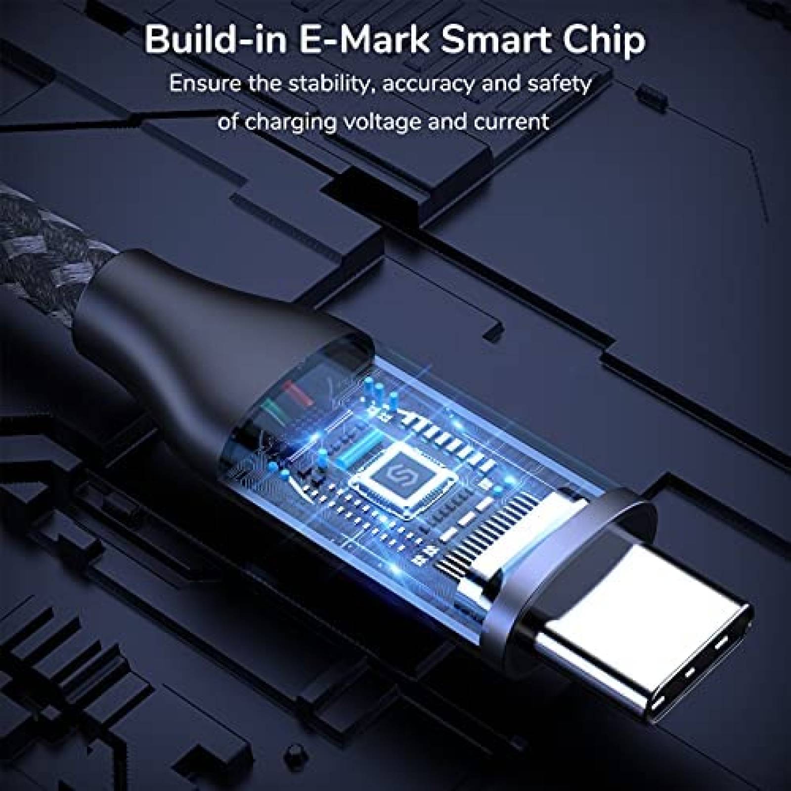 Cable USB Syncwire USB C a USB C 100W 20V/5A 6.6 Pies -Negro