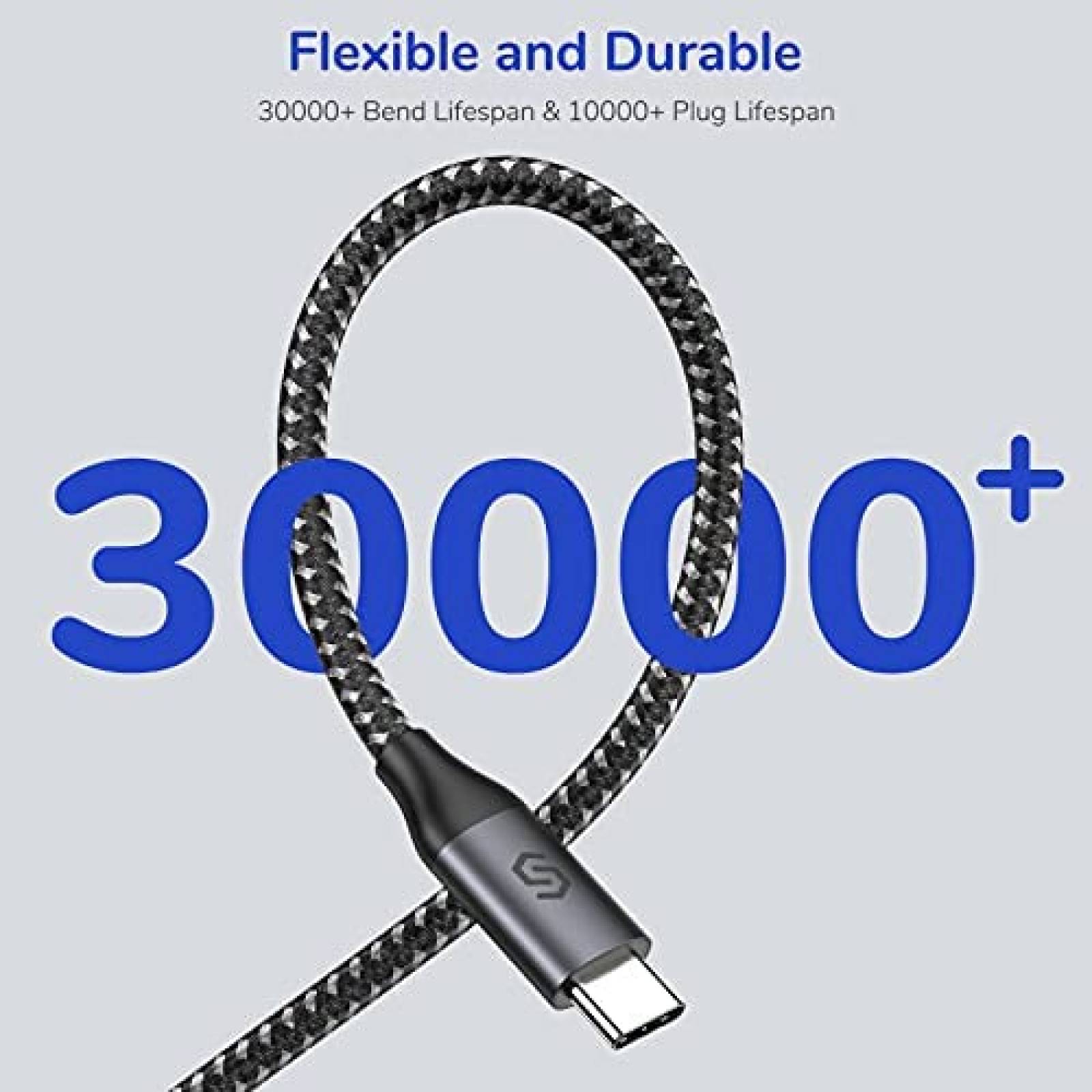 Cable USB Syncwire USB C a USB C 100W 20V/5A 6.6 Pies -Negro