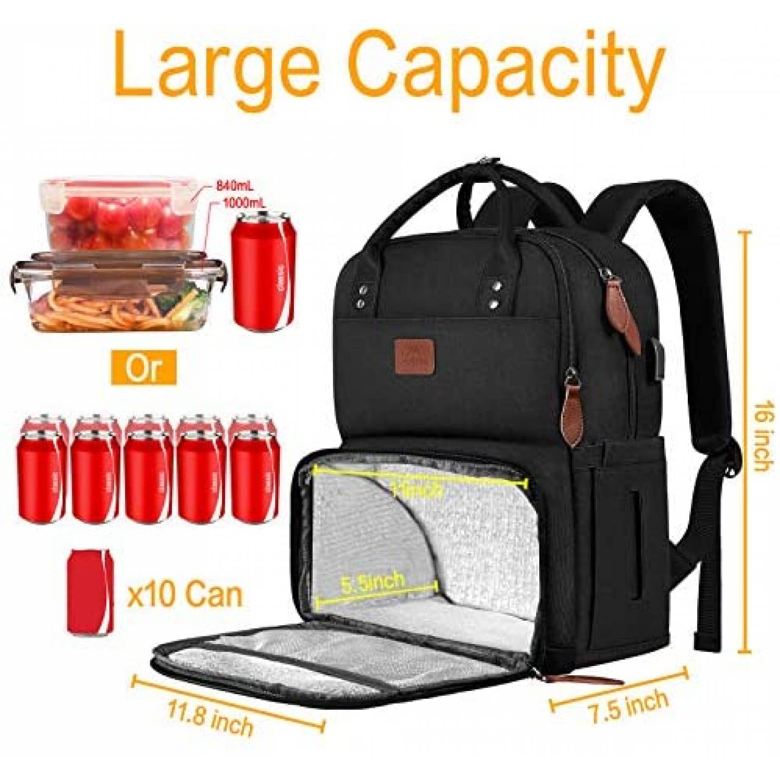 Mochila Caseby para Laptops de 15.6'' con Puerto USB -Negro
