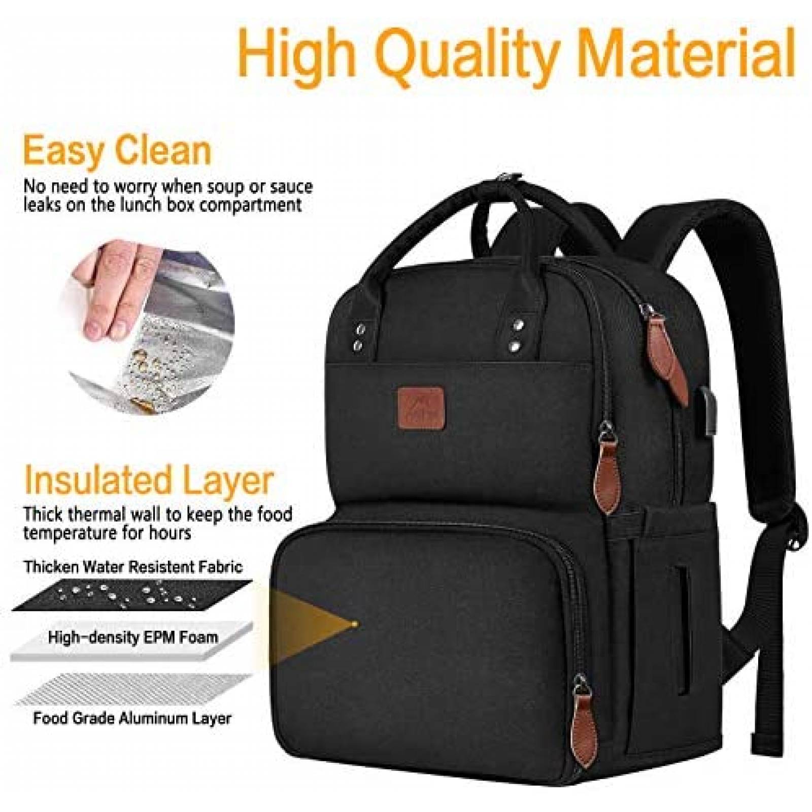 Mochila Caseby para Laptops de 15.6'' con Puerto USB -Negro