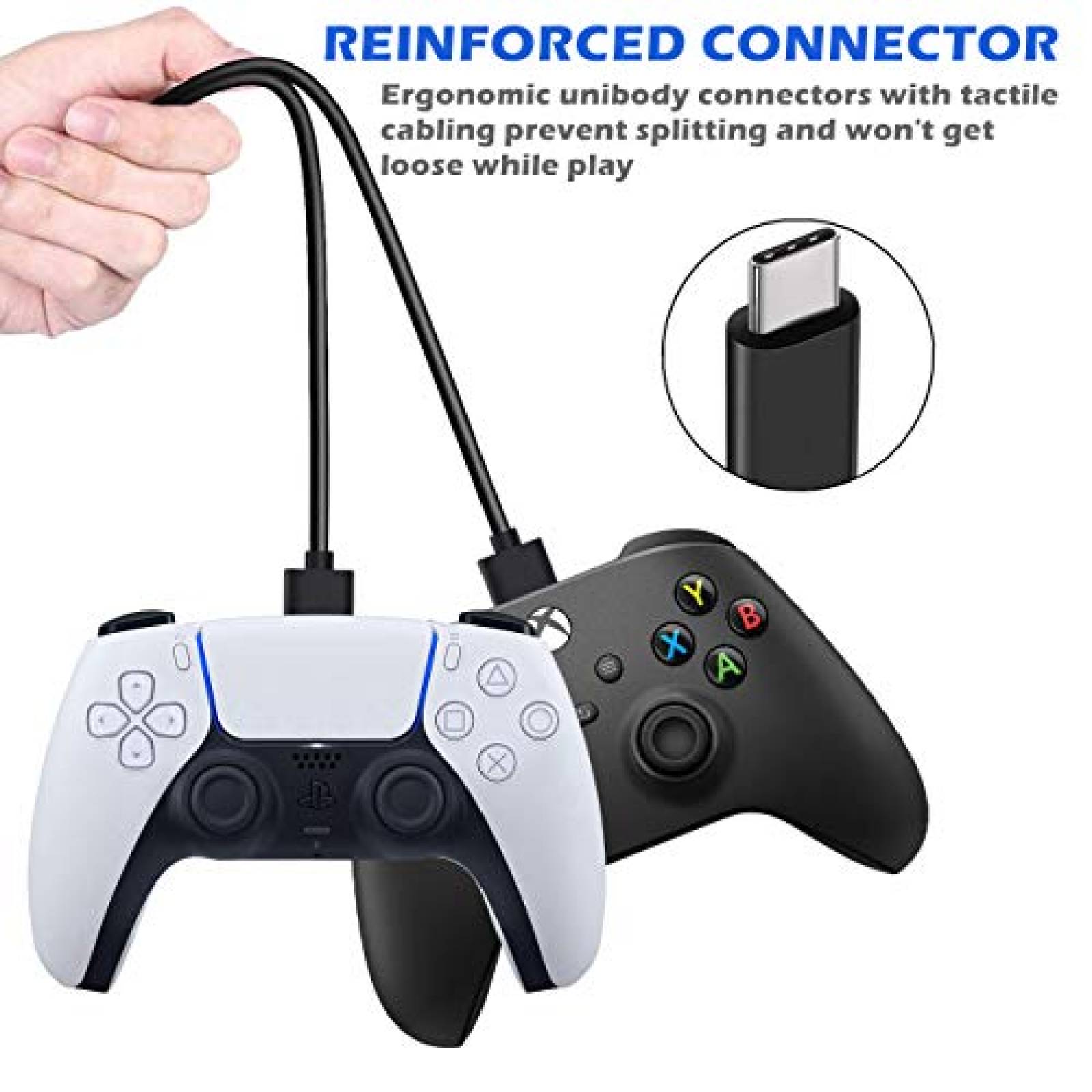 Cable de carga USB C BATSOEASY para controlador PS5 -Negro
