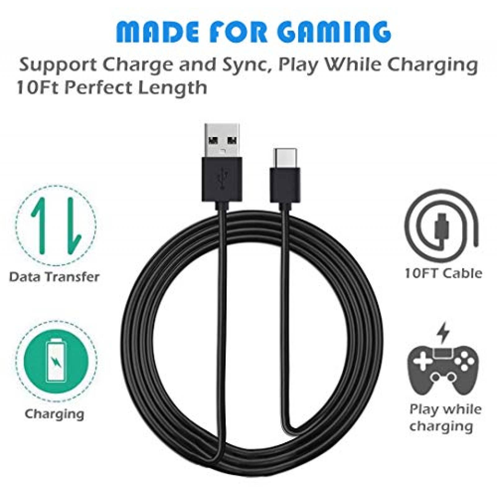 Cable de carga USB C BATSOEASY para controlador PS5 -Negro