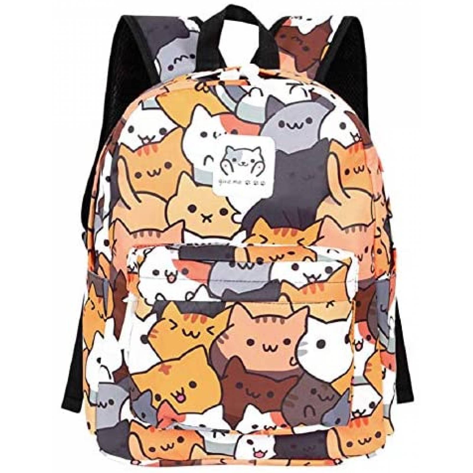 Mochila GK-O 11.81''  5.51''  16.33'' Gatitos -Negro