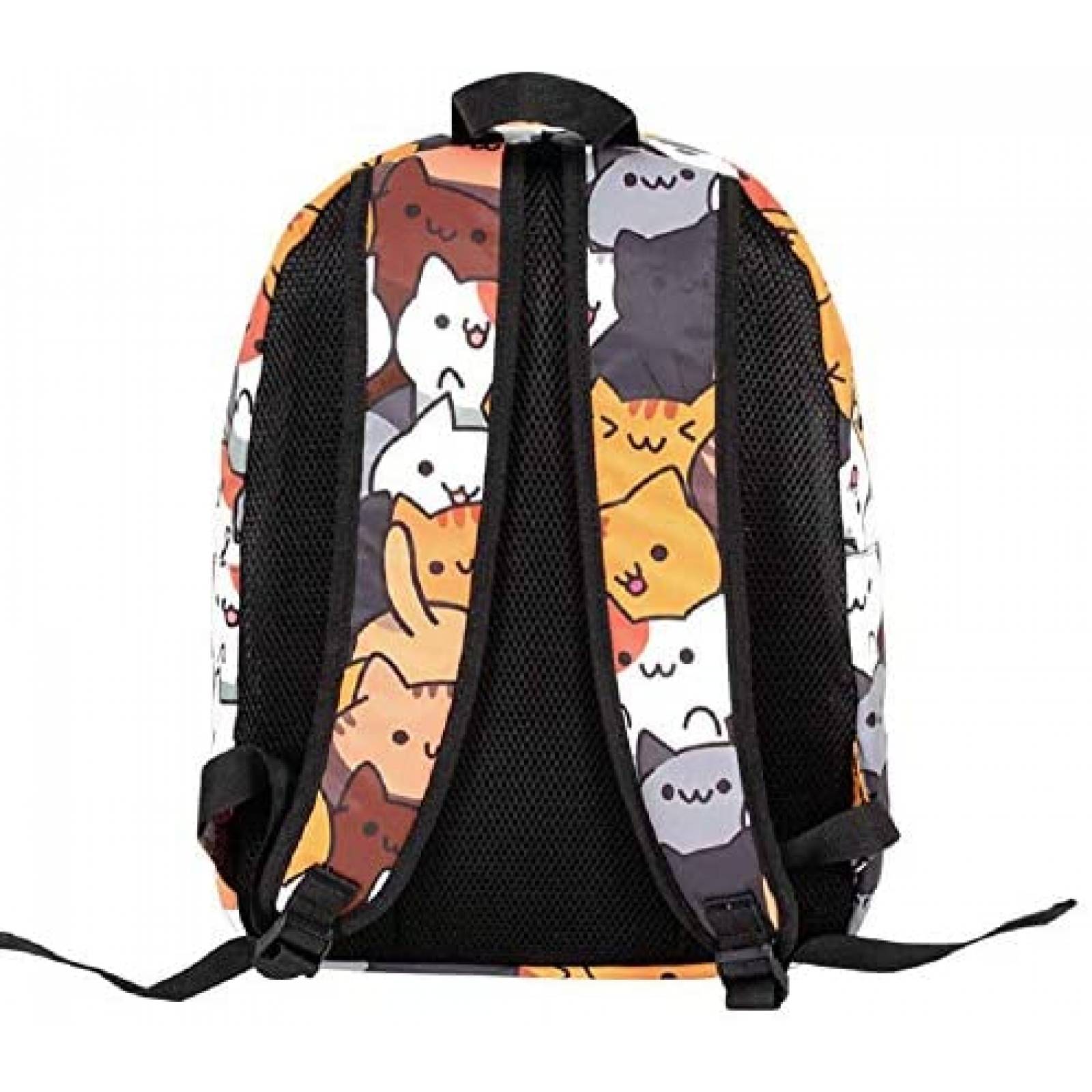 Mochila GK-O 11.81''  5.51''  16.33'' Gatitos -Negro
