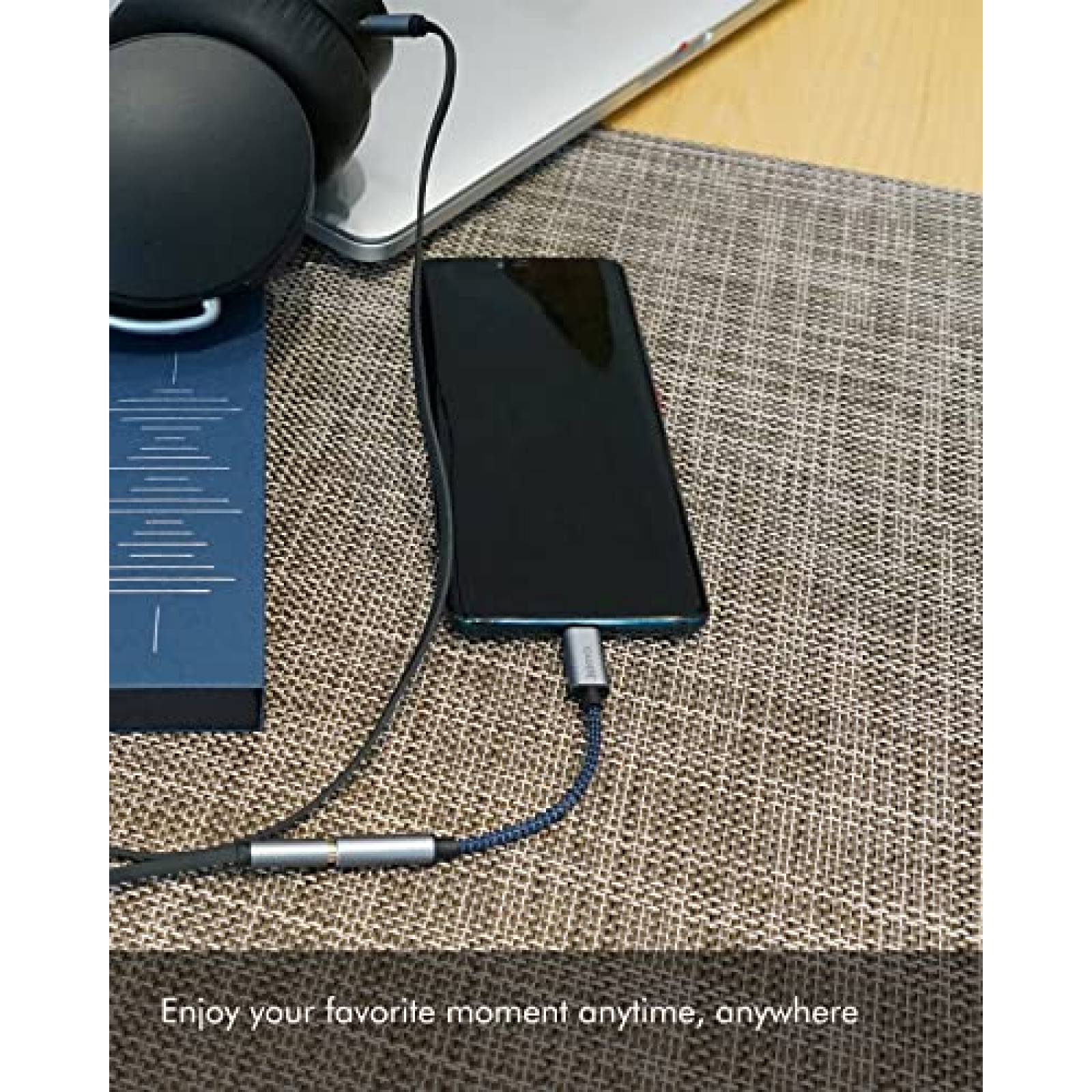Adaptador Jstma USB C Macho a 3.5mm Hembra -Azul/Gris