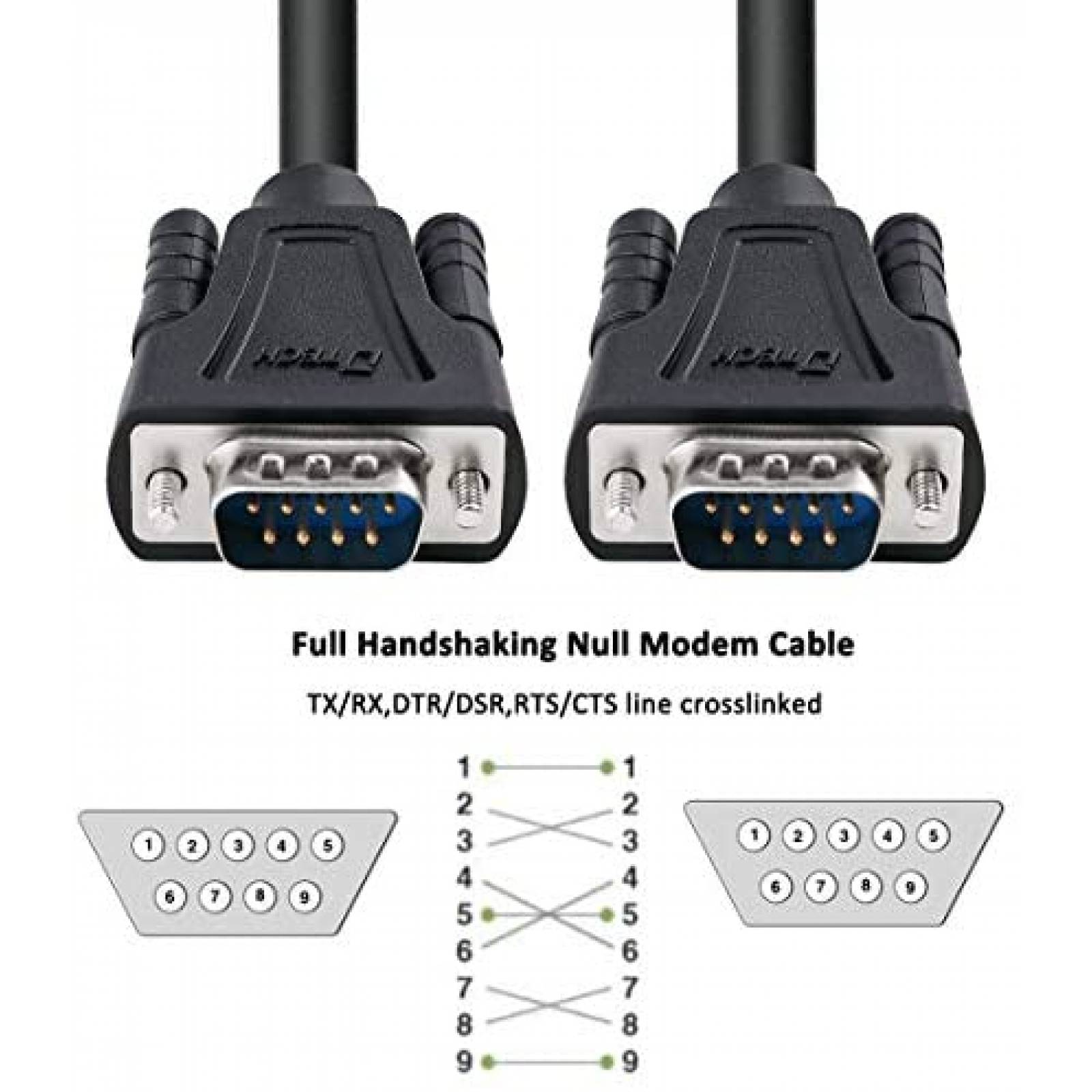 Cable para Modem Dtech DB9 RS232 de 15 pies -Negro