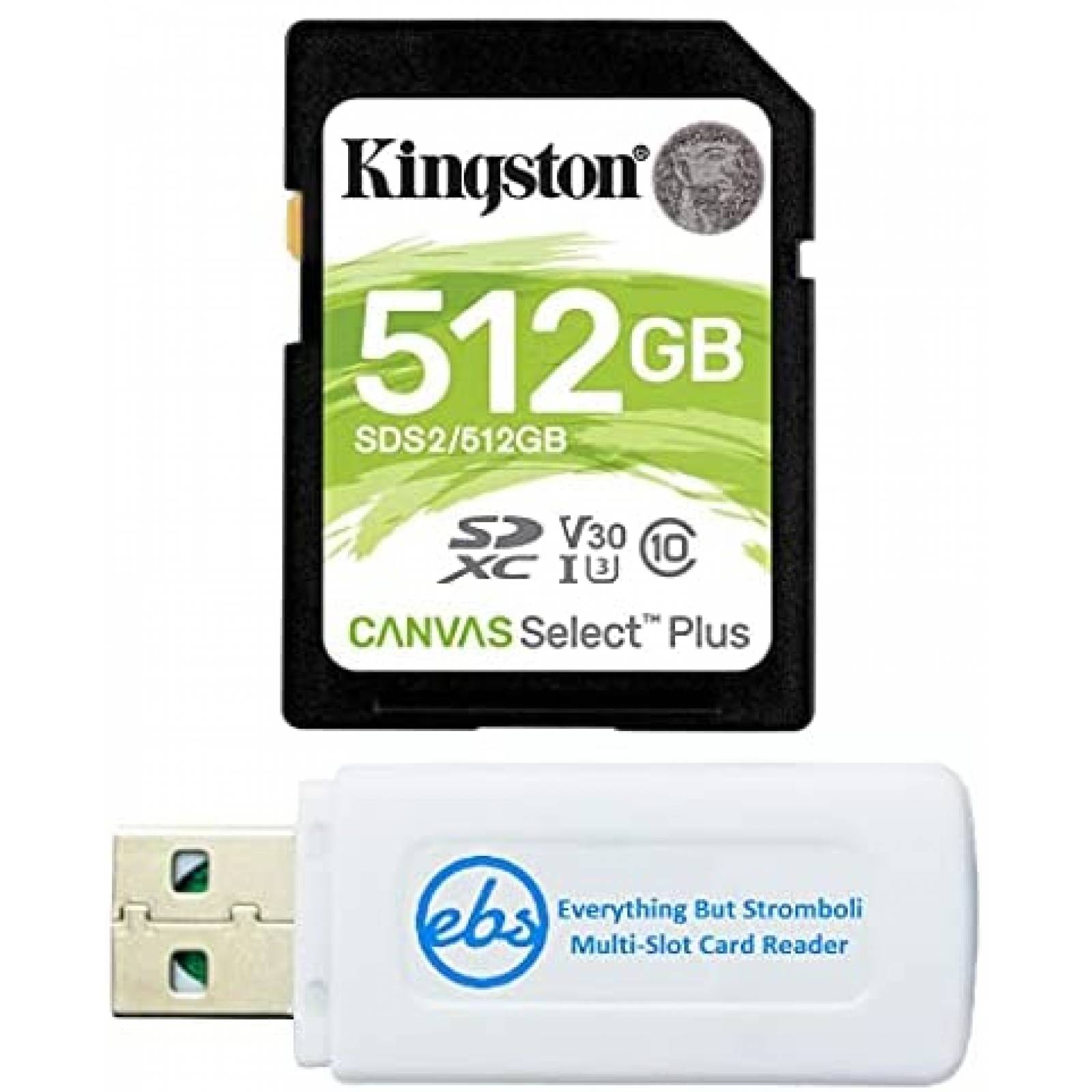 Tarjeta SD Kingstone Canvas Select Plus 512 GB + Lector