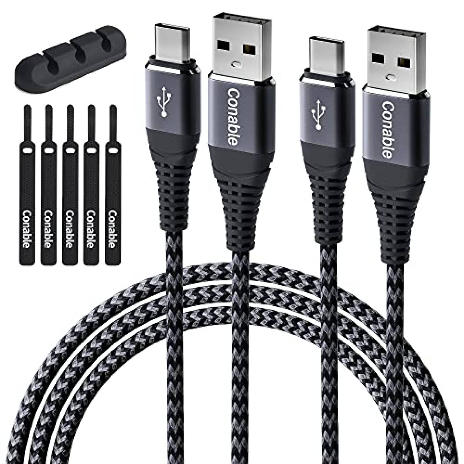 Cable Conable 2 Pzs Carga Rapida USB C 3A 2 FT -Negro