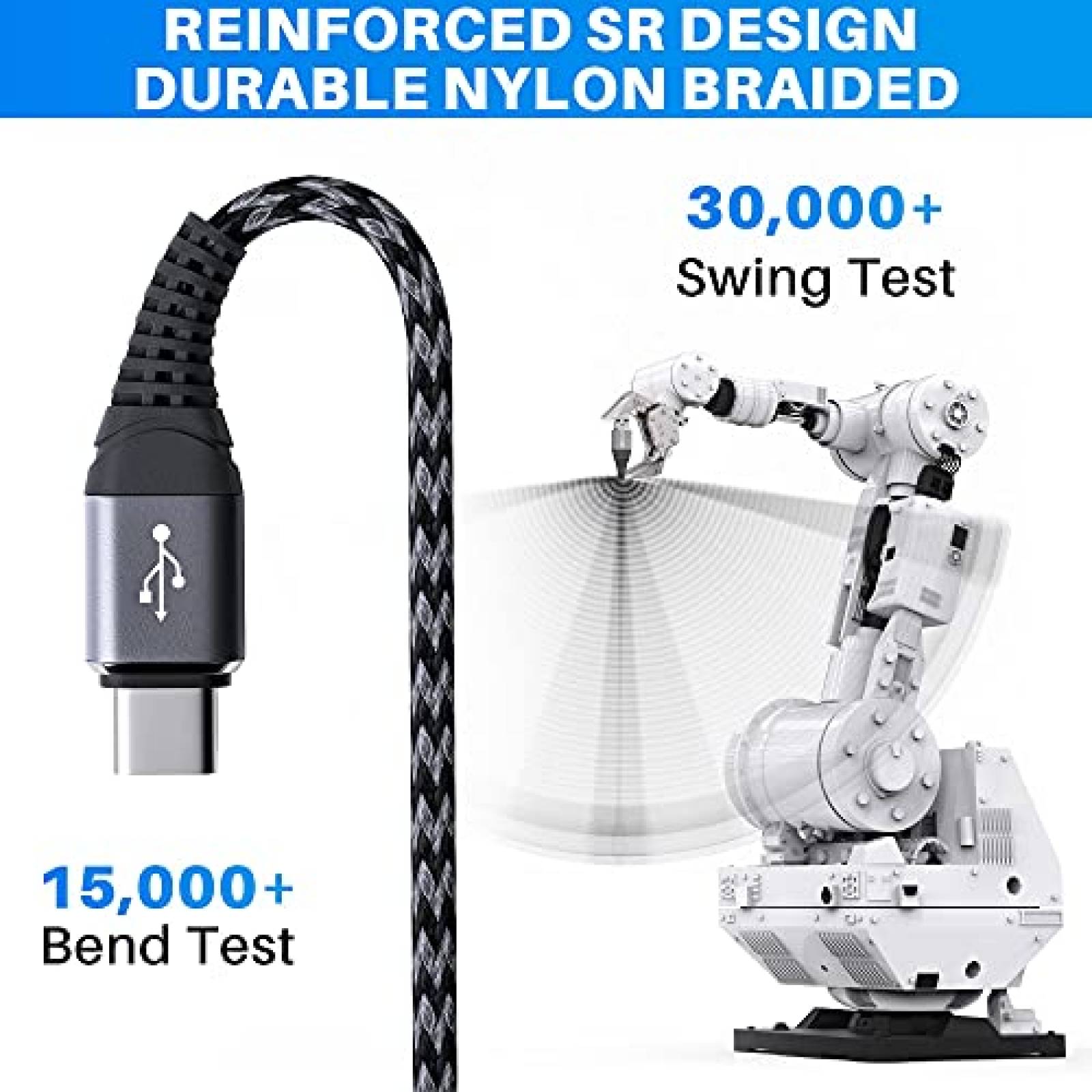 Cable Conable 2 Pzs Carga Rapida USB C 3A 2 FT -Negro