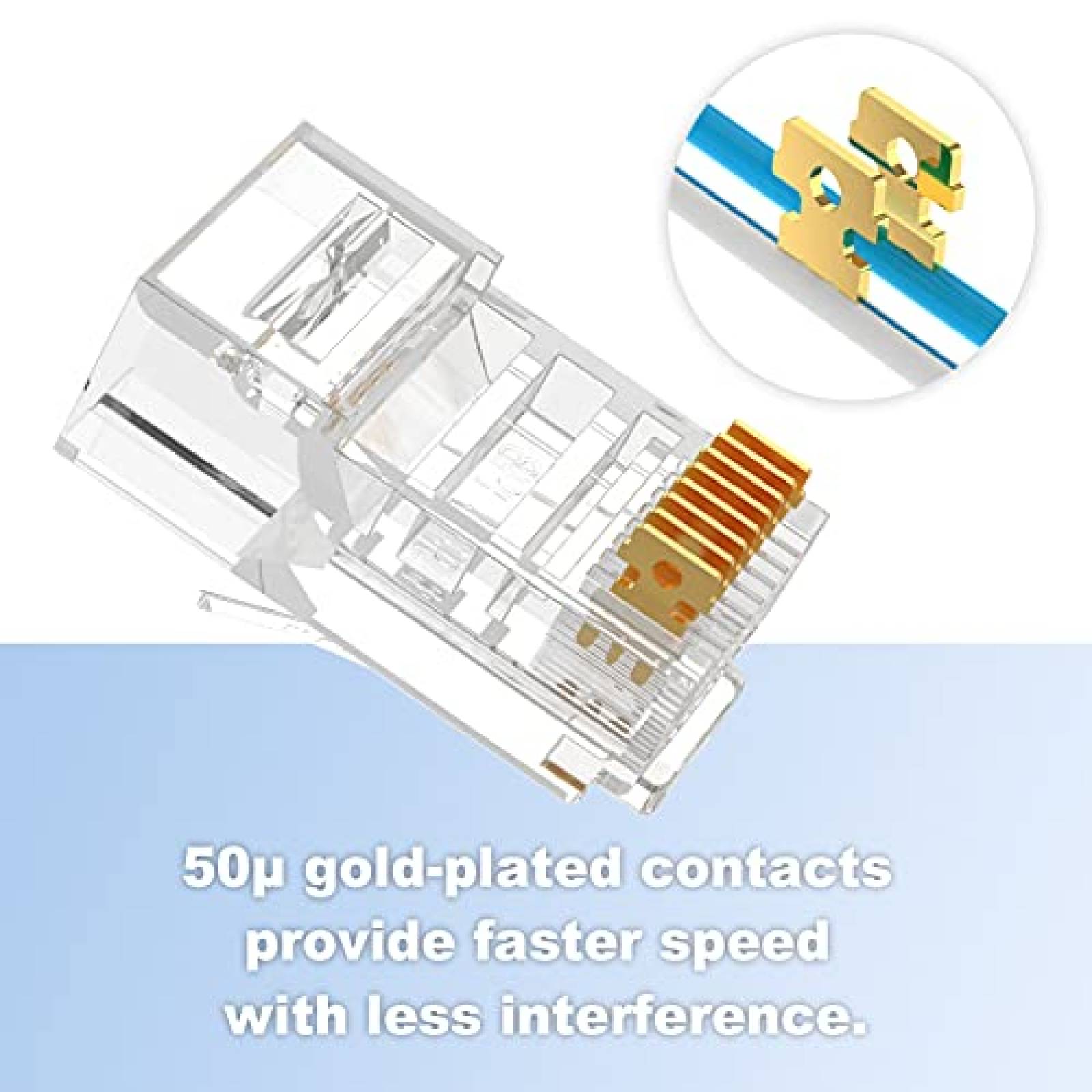 Conector LEENUE 100 Pzs CAT5e CAT5 RJ45 -Transparente