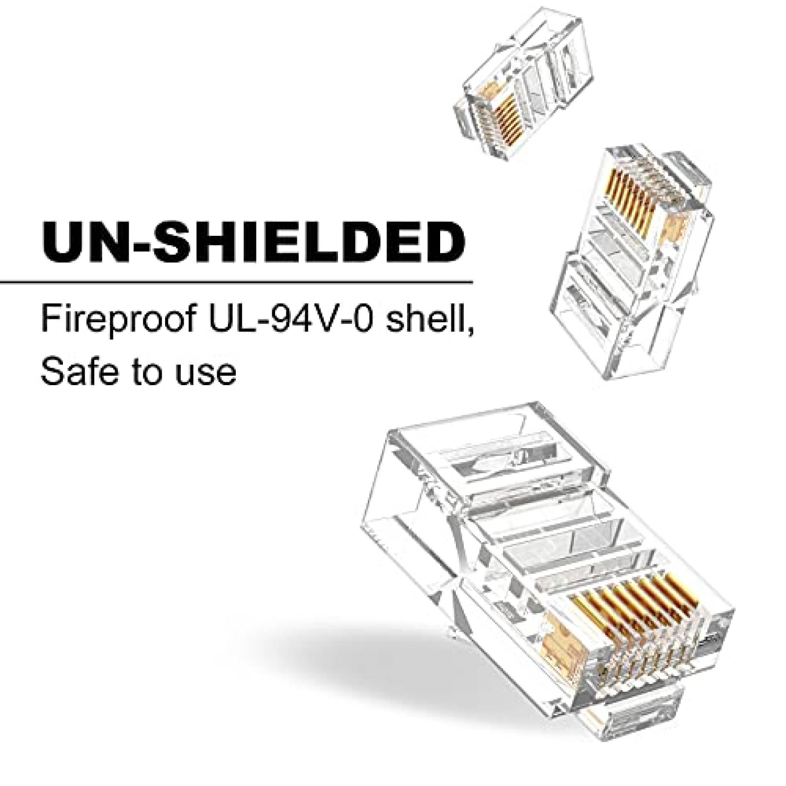 Conector LEENUE 100 Pzs CAT5e CAT5 RJ45 -Transparente