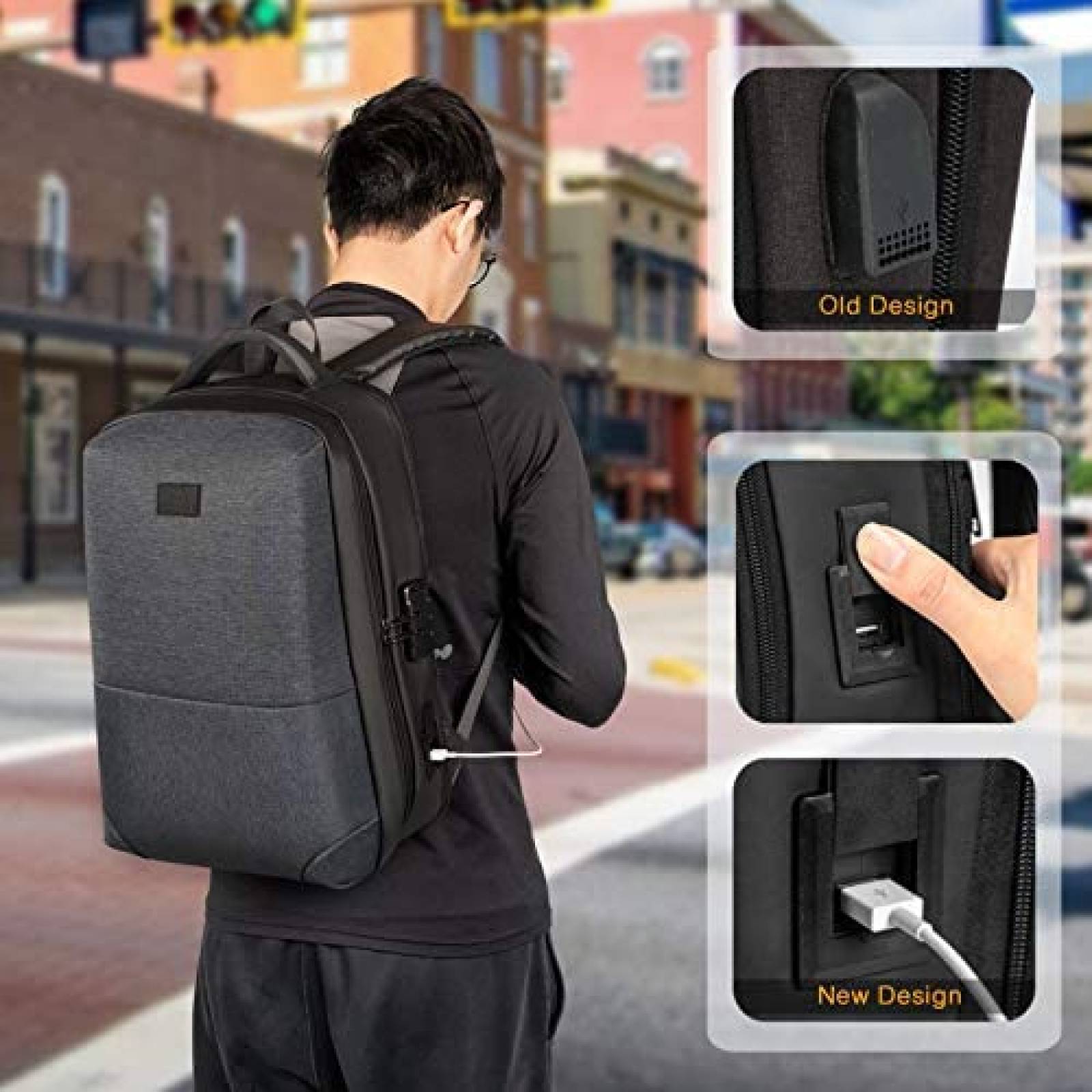 Mochila MATEIN Anti Robo para Laptops de 15.6'' -Gris