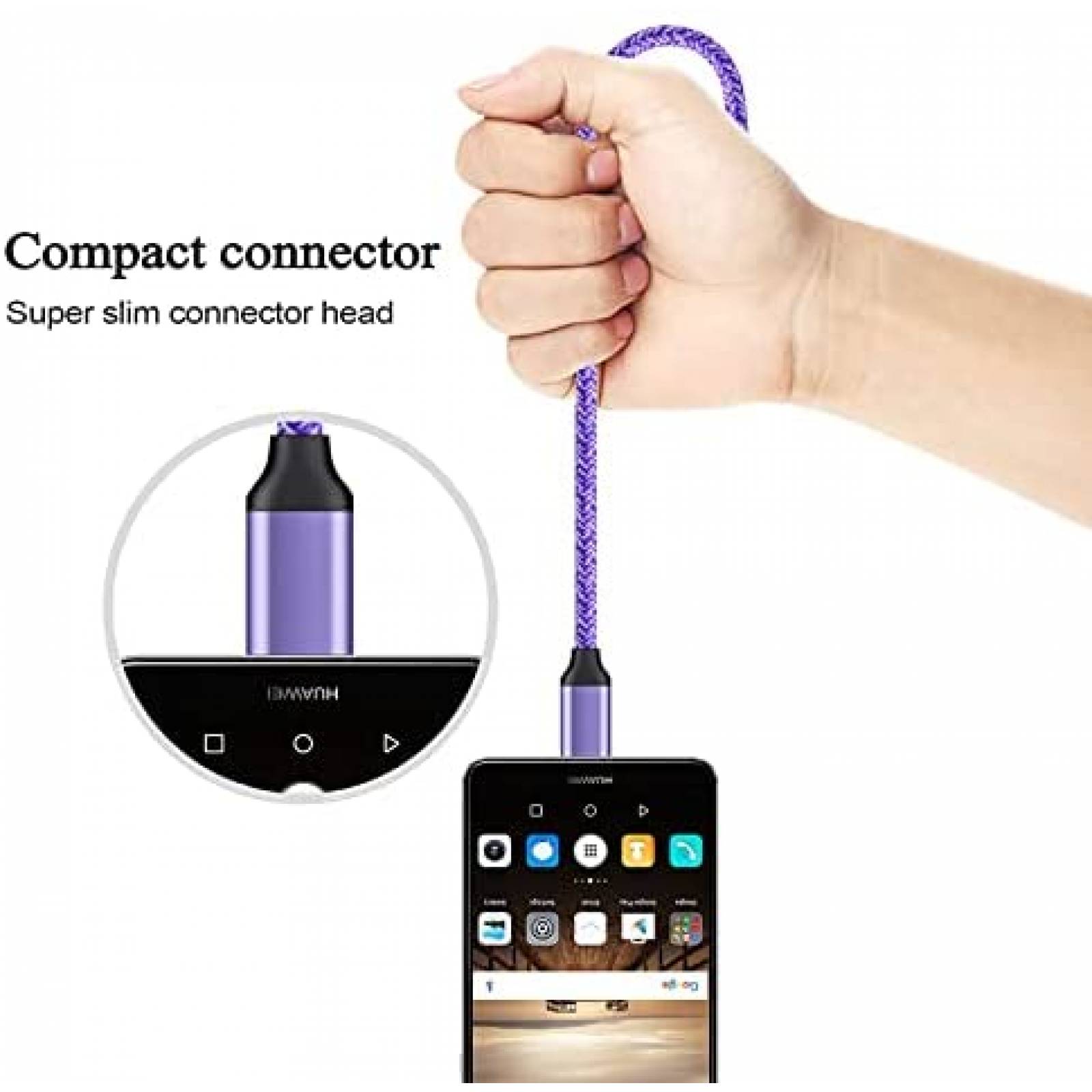 Cable Cebkit 2 Pzs USB C Compatible Con Galaxy A71 -Morado