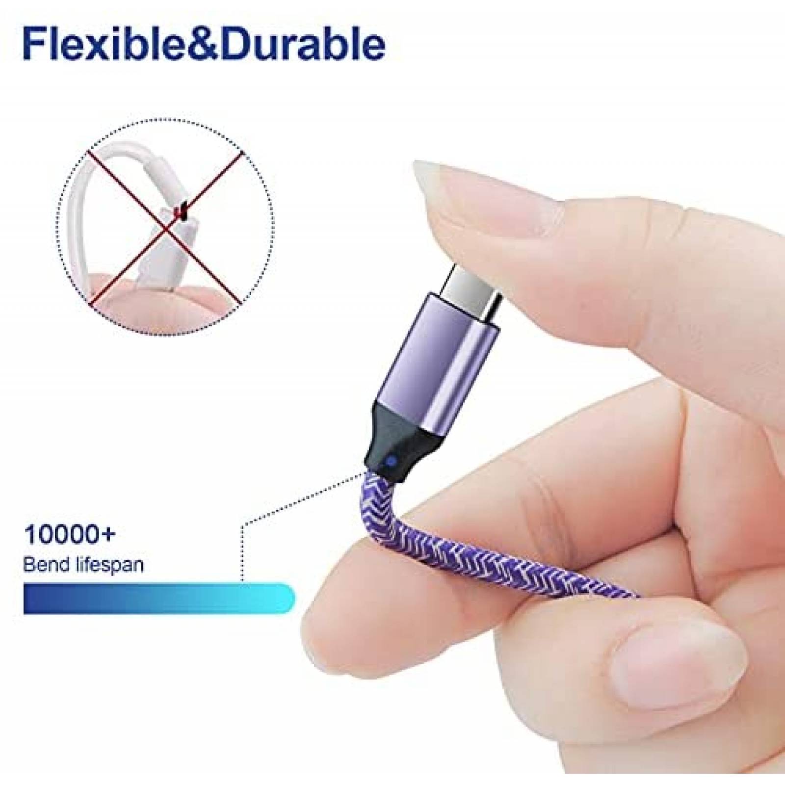 Cable Cebkit 2 Pzs USB C Compatible Con Galaxy A71 -Morado