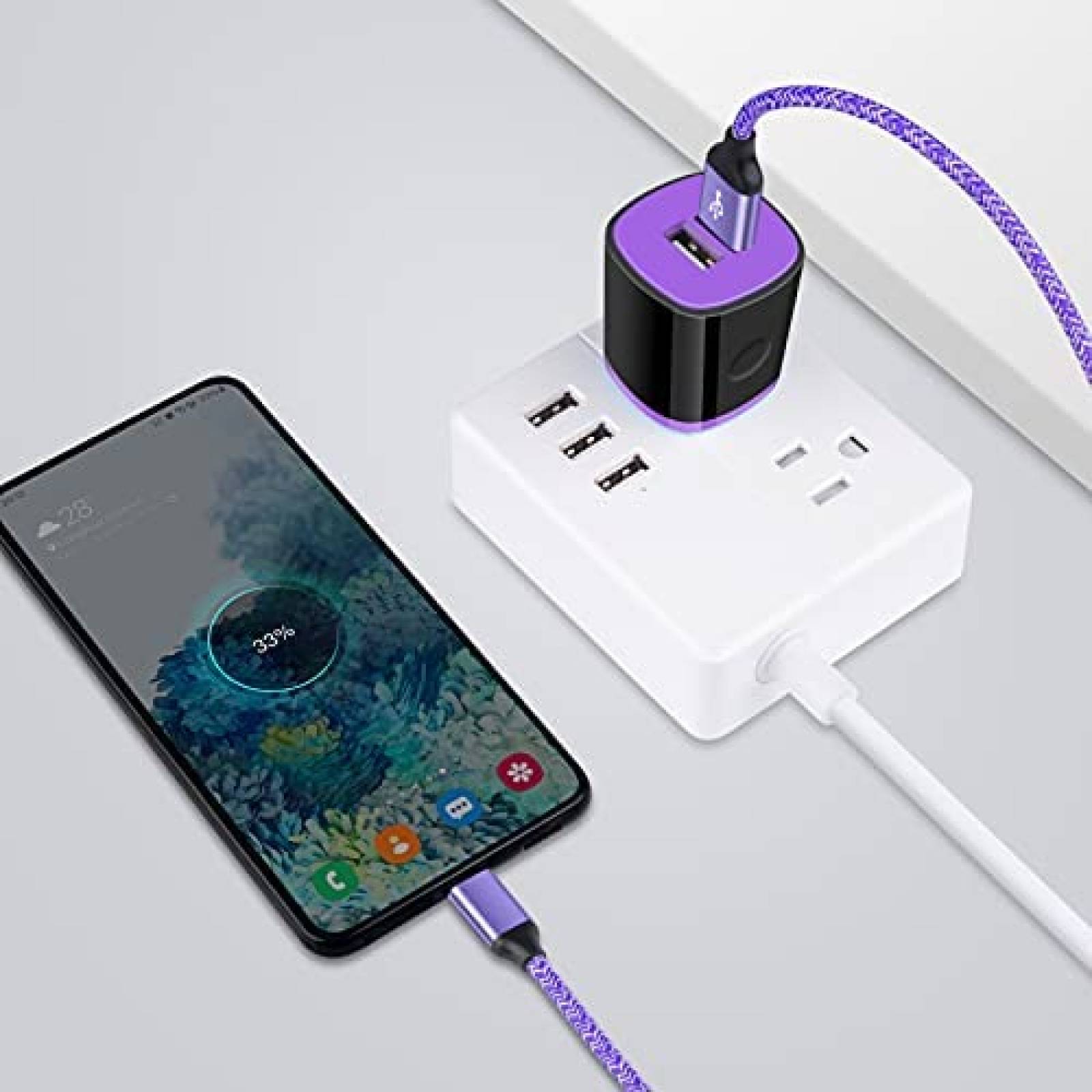 Cable Cebkit 2 Pzs USB C Compatible Con Galaxy A71 -Morado