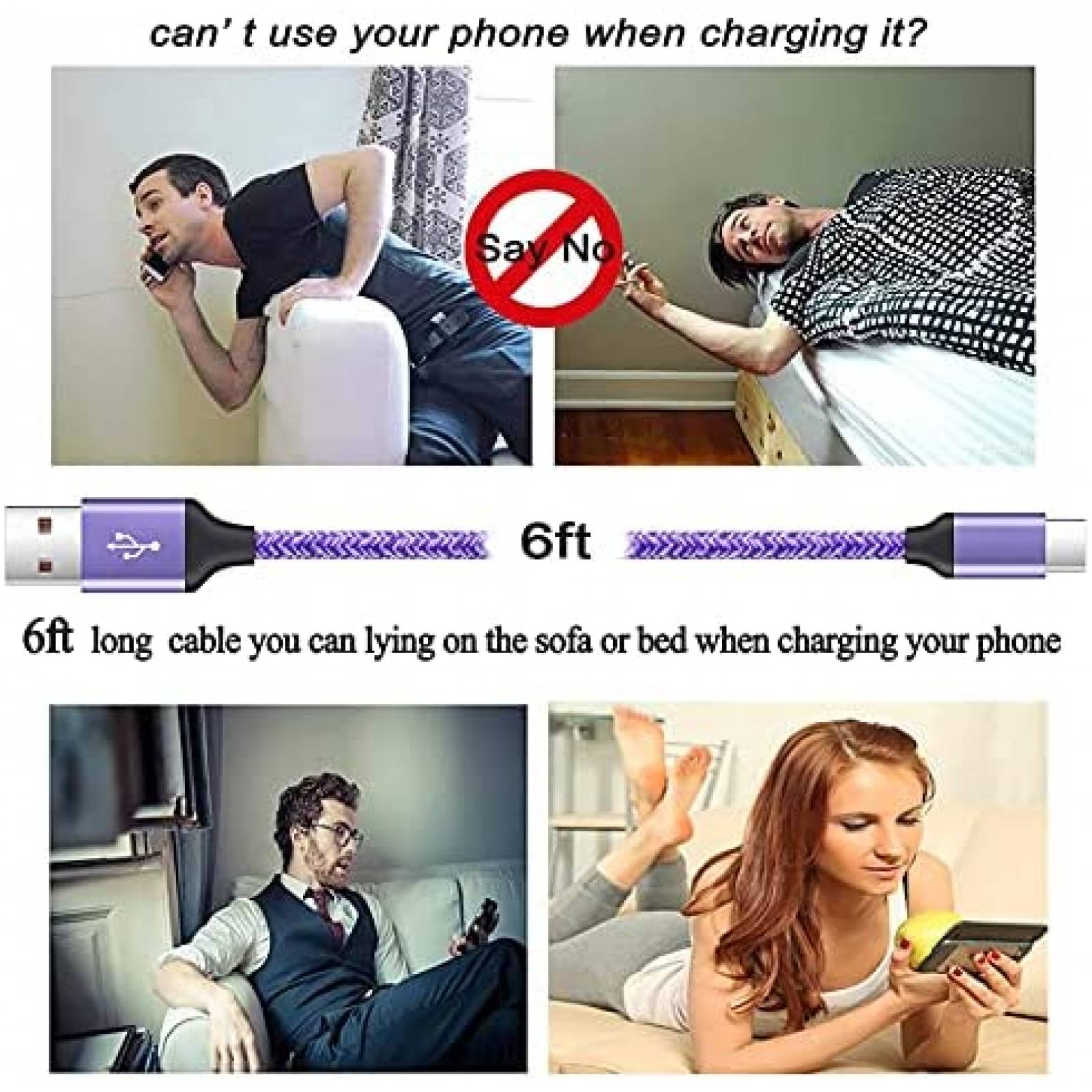 Cable Cebkit 2 Pzs USB C Compatible Con Galaxy A71 -Morado